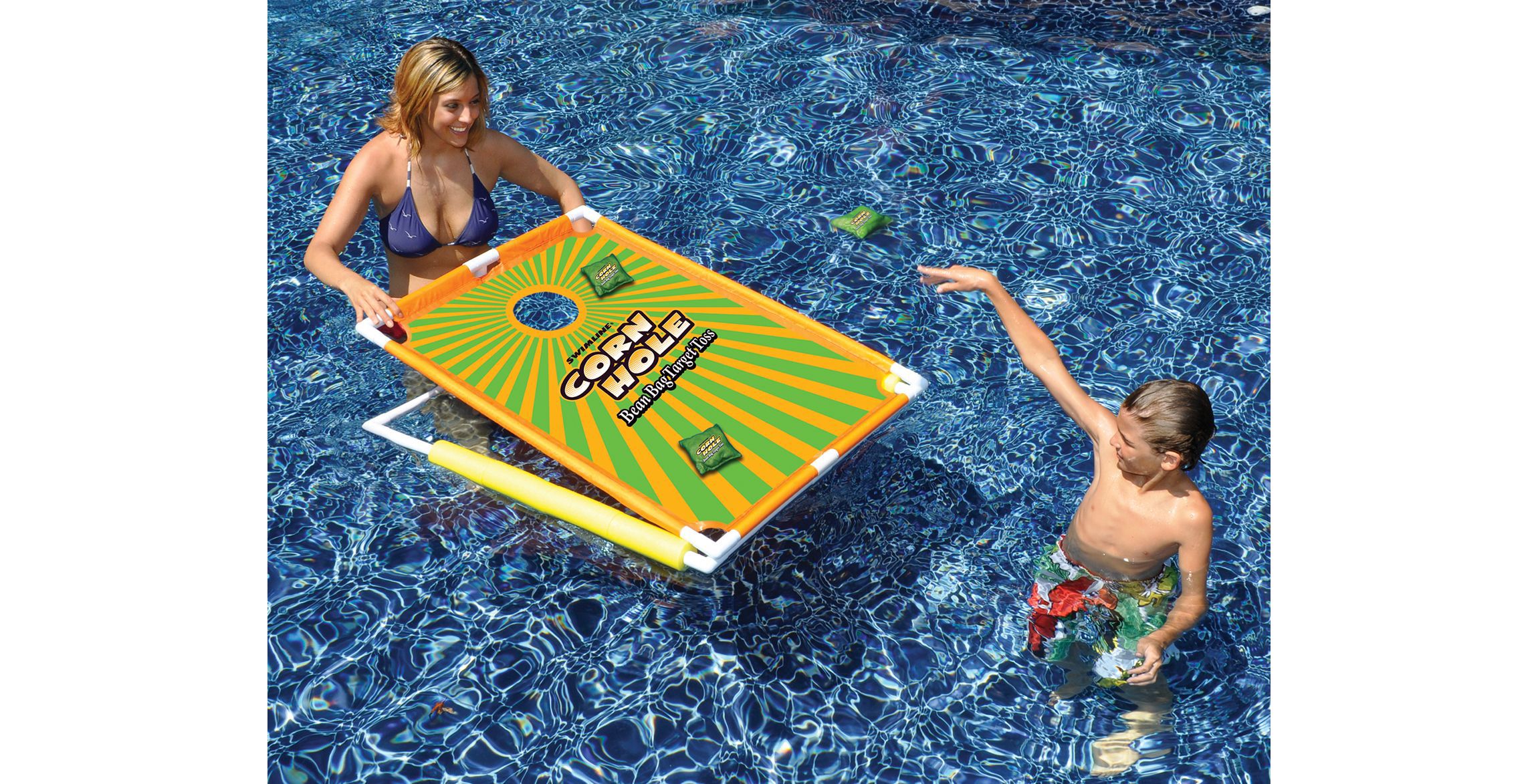 36" Orange and Green Floating Bean Bag Target Toss Swimming Pool Game
