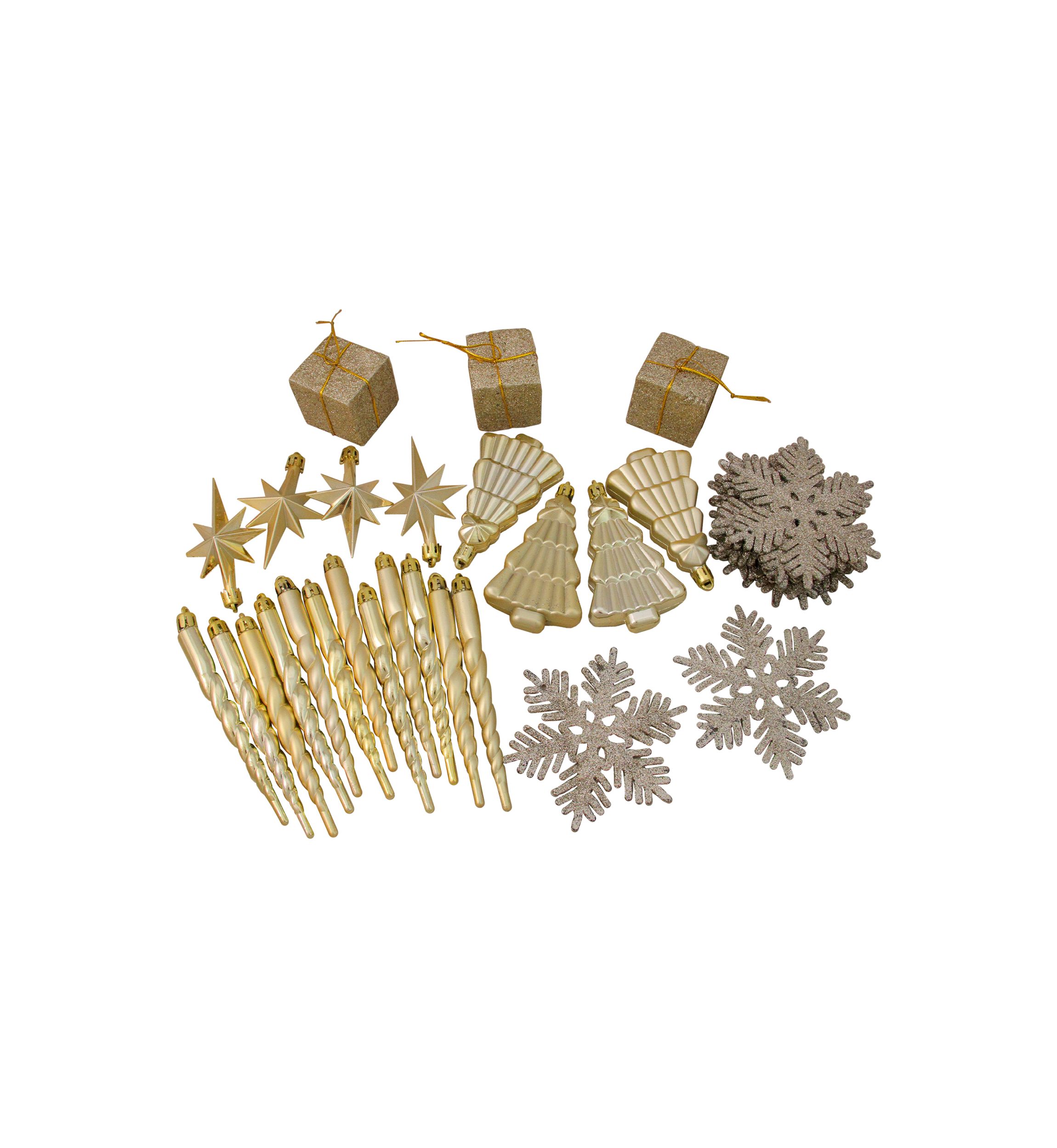 125ct Champagne Gold Shatterproof 4-Finish Christmas Ornaments 5.5Inch (140mm)