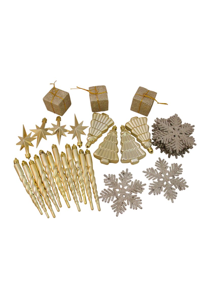 125ct Champagne Gold Shatterproof 4-Finish Christmas Ornaments 5.5Inch (140mm)