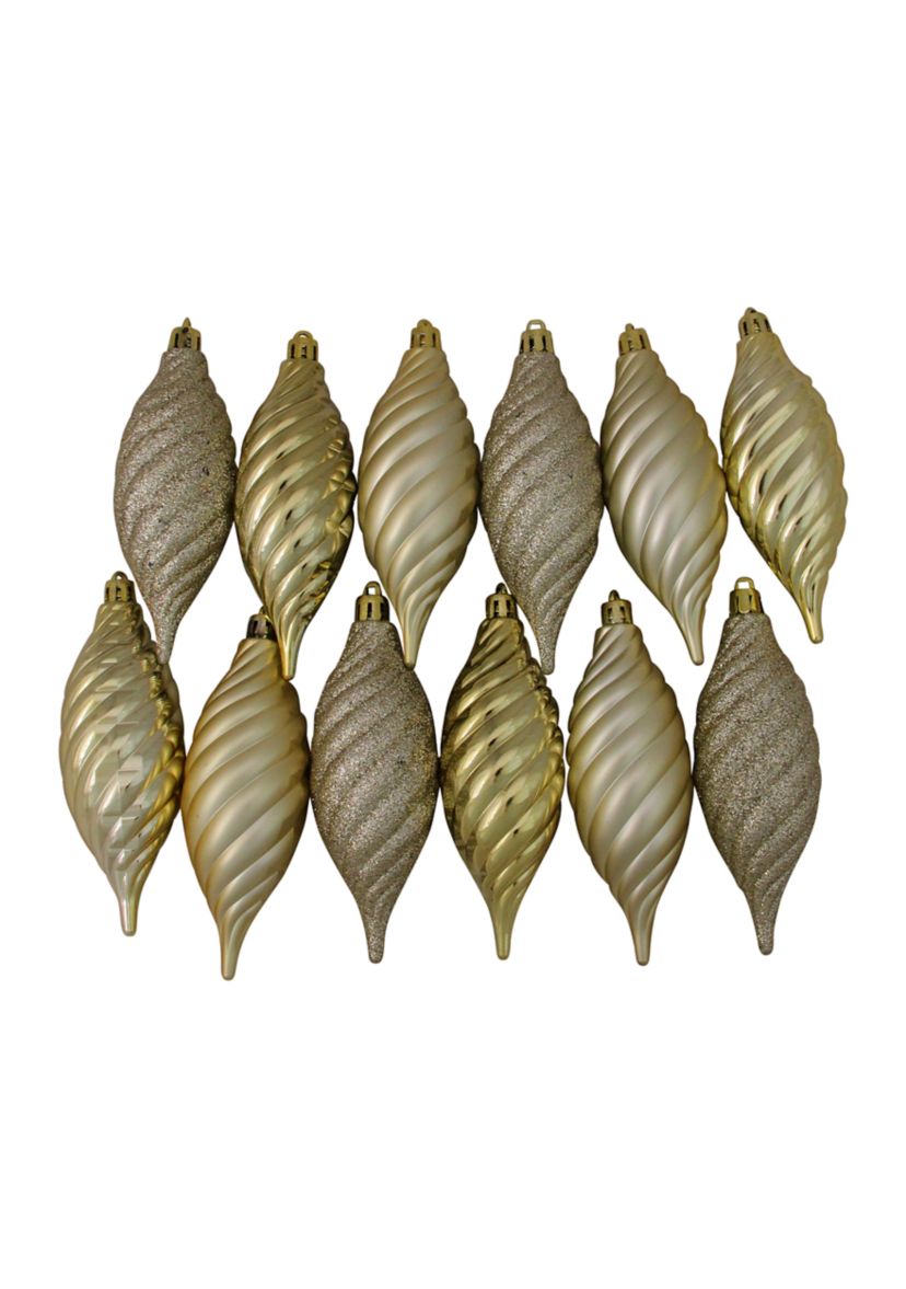 125ct Champagne Gold Shatterproof 4-Finish Christmas Ornaments 5.5Inch (140mm)