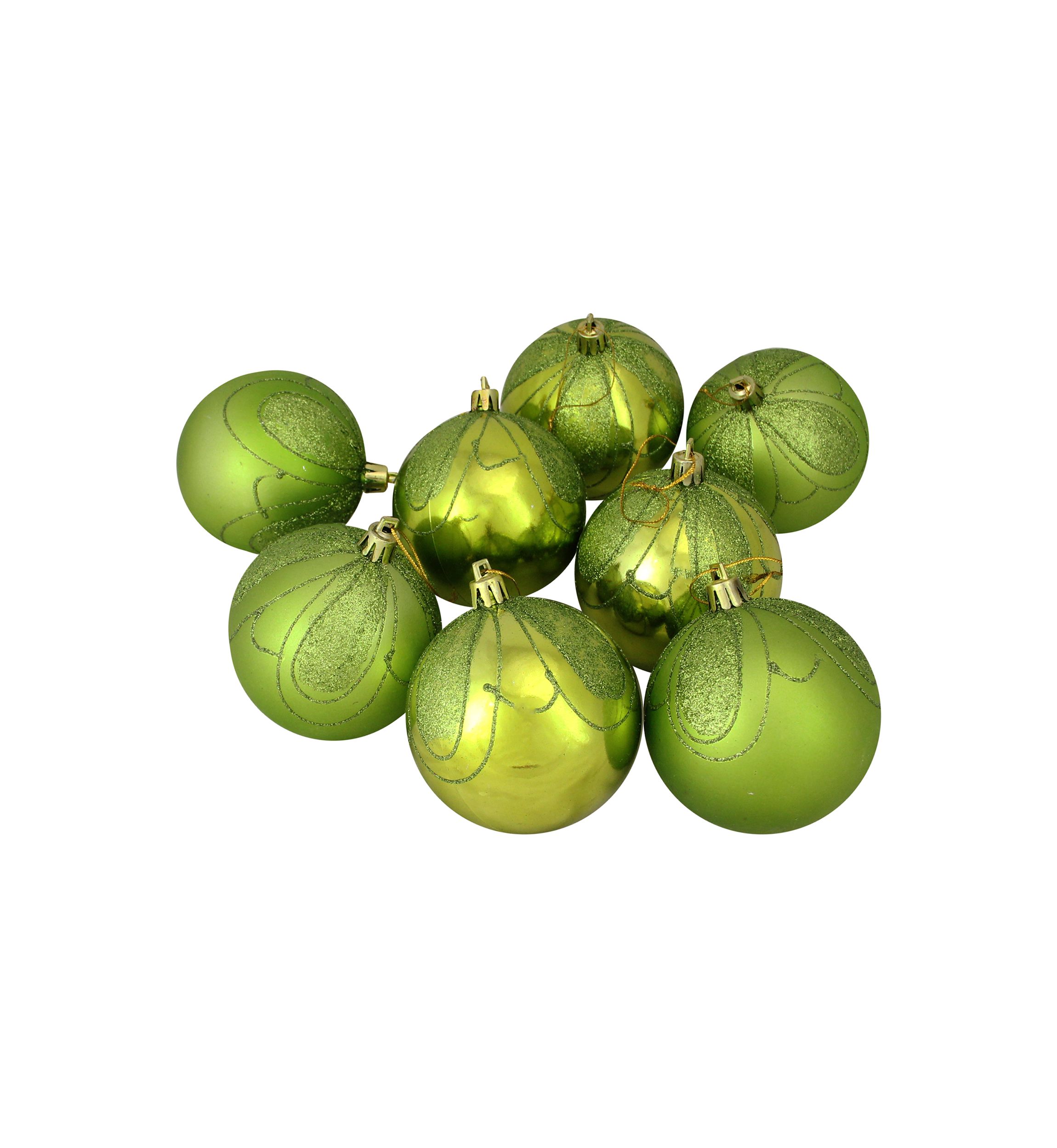 125ct Green Shatterproof 3-Finish Tropical Christmas Ornaments 5.5" (140mm)