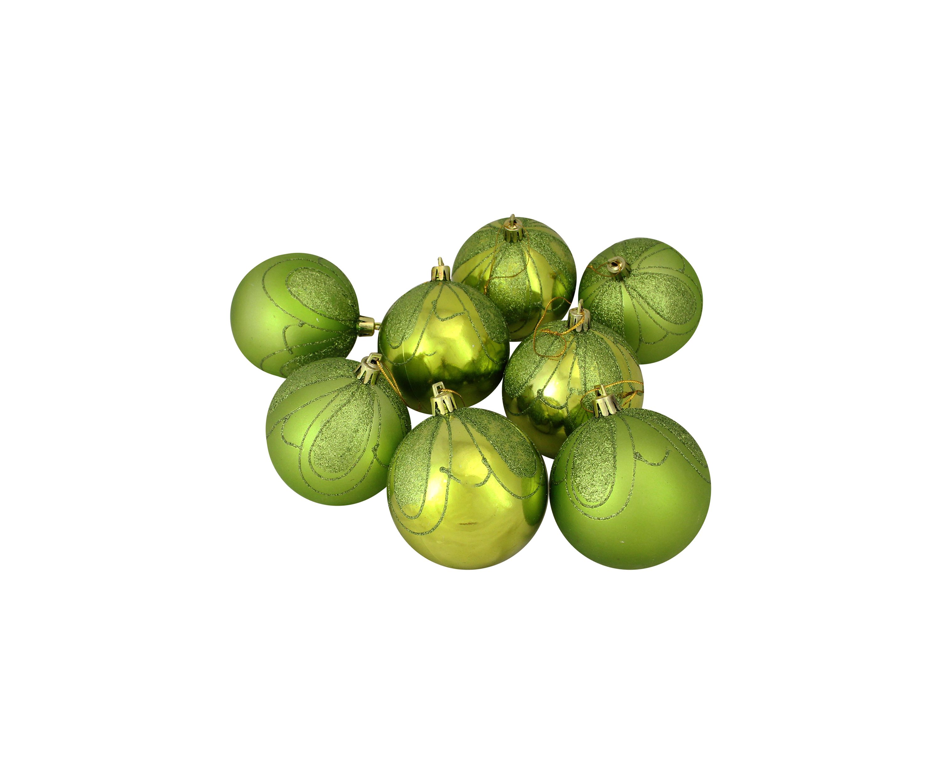 125ct Green Shatterproof 3-Finish Tropical Christmas Ornaments 5.5" (140mm)