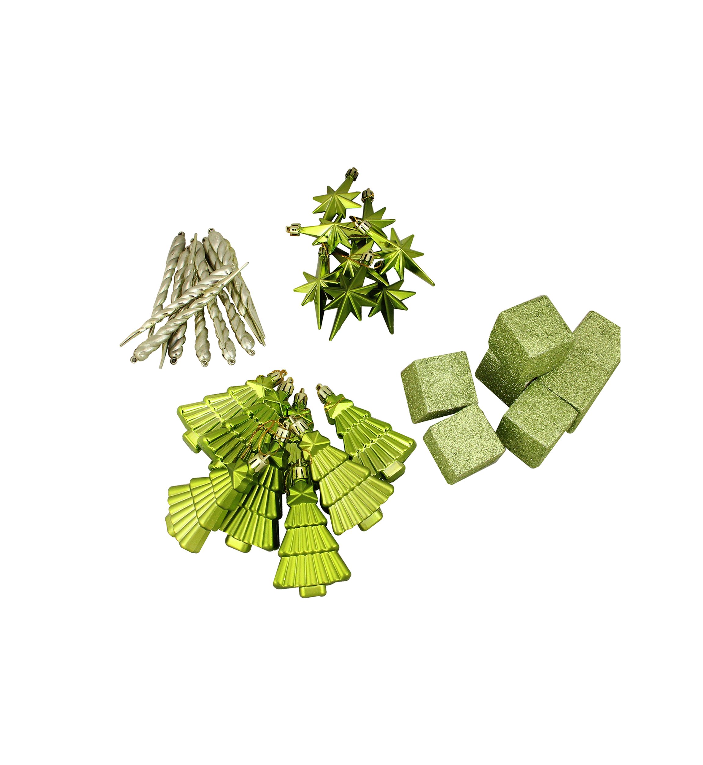 125ct Green Shatterproof 3-Finish Tropical Christmas Ornaments 5.5" (140mm)