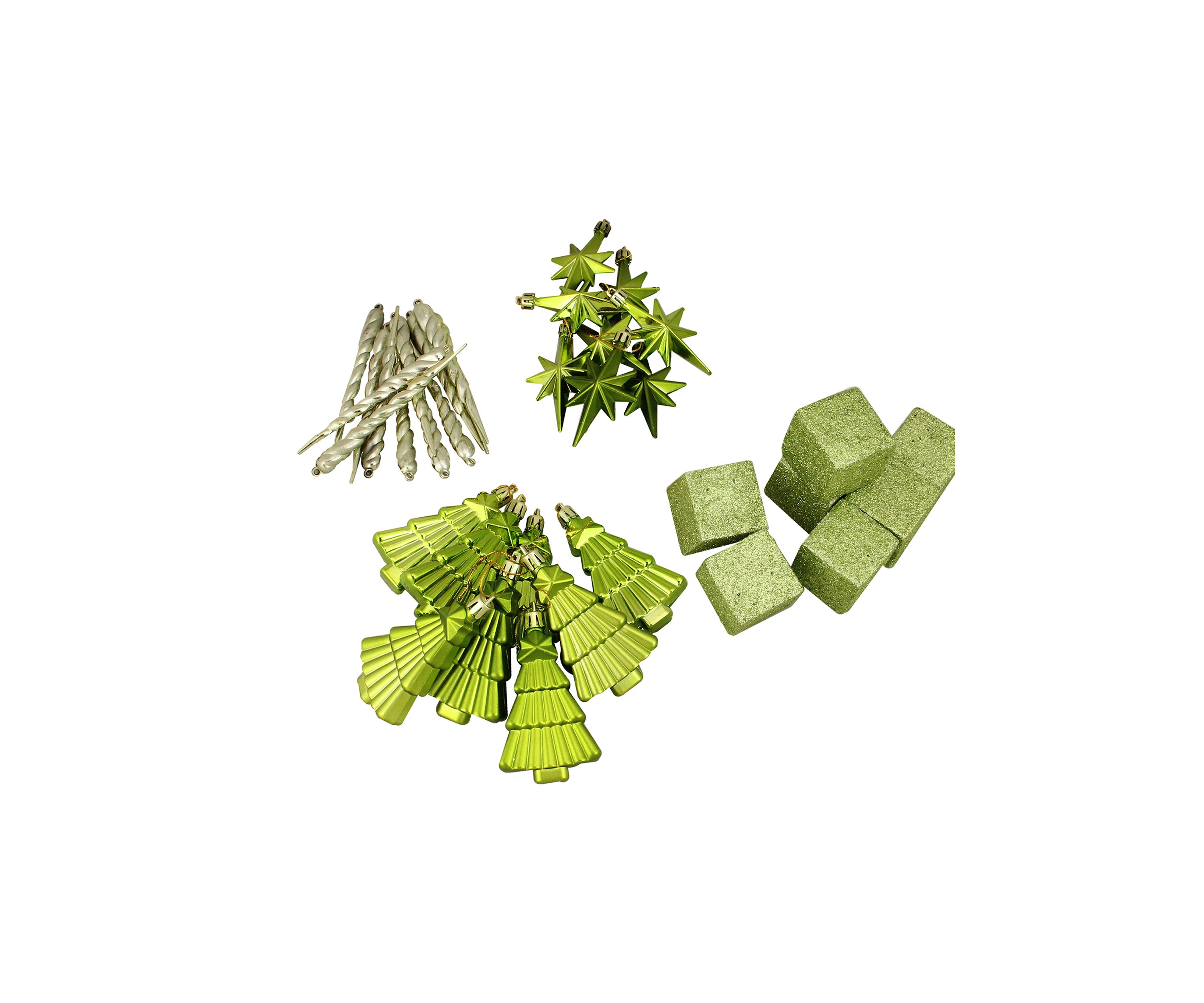 125ct Green Shatterproof 3-Finish Tropical Christmas Ornaments 5.5" (140mm)