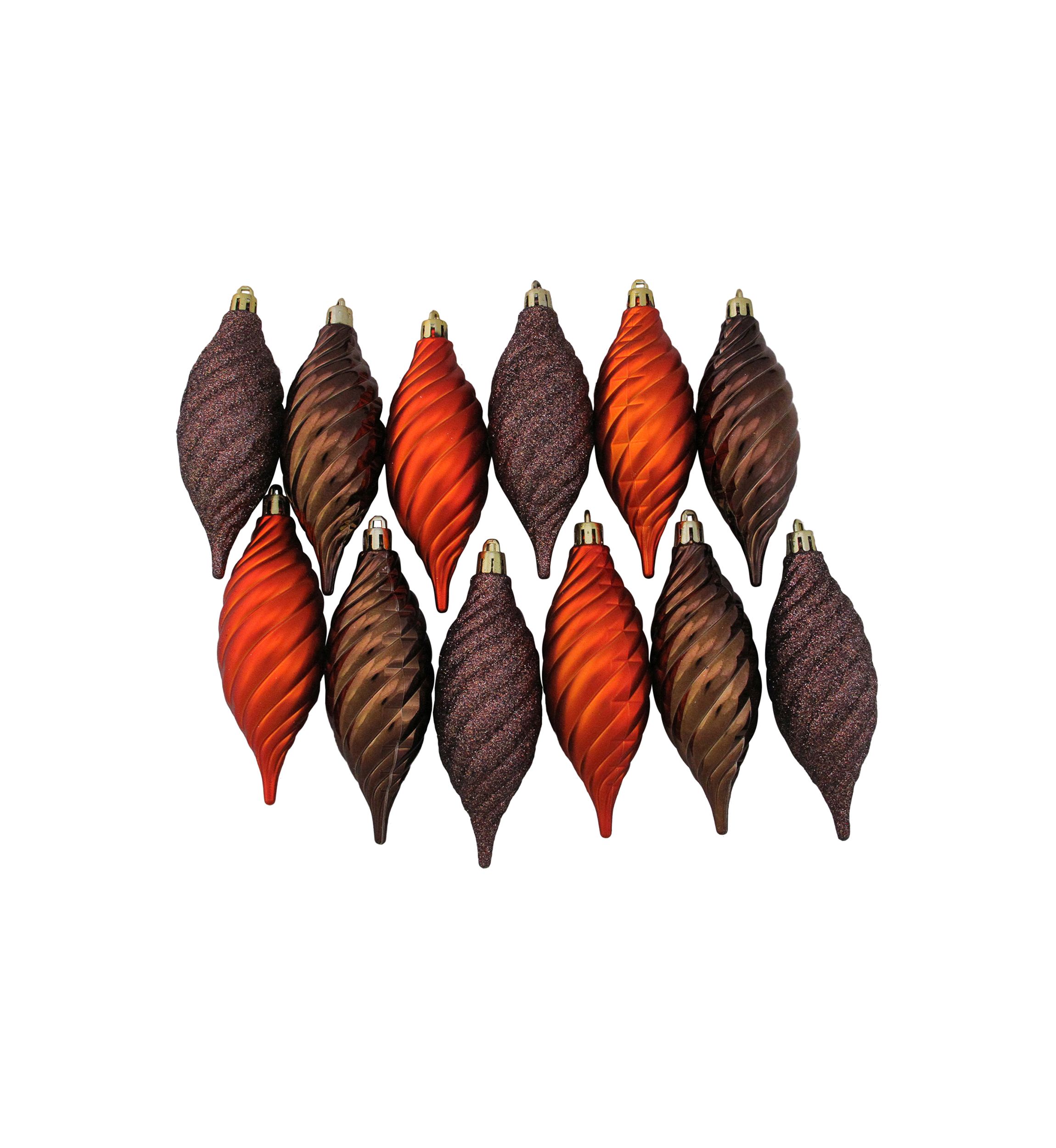 125ct Chocolate Brown and Burnt Orange Shatterproof 4-Finish Christmas Ornaments 5.5Inch (140mm)