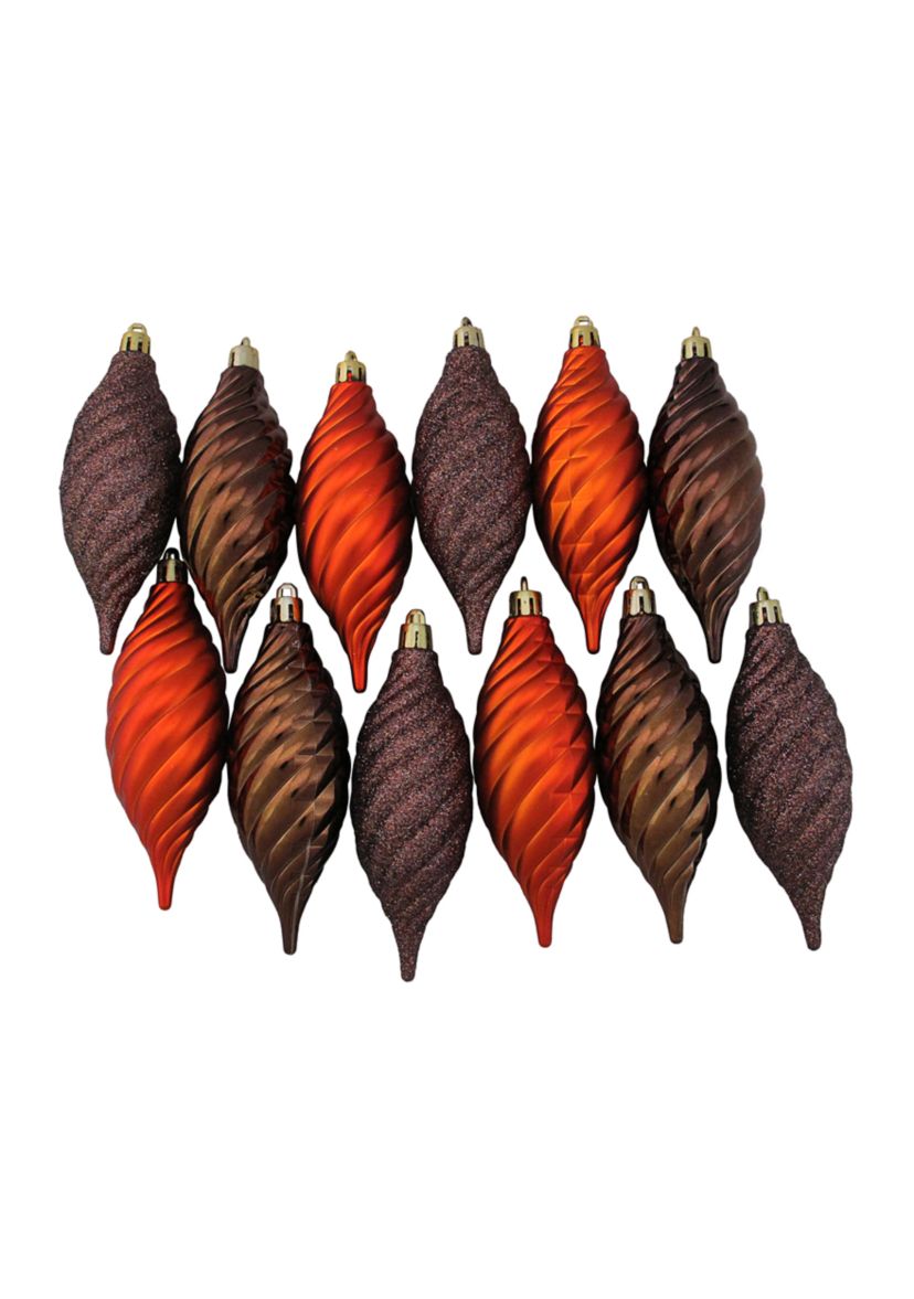 125ct Chocolate Brown and Burnt Orange Shatterproof 4-Finish Christmas Ornaments 5.5Inch (140mm)