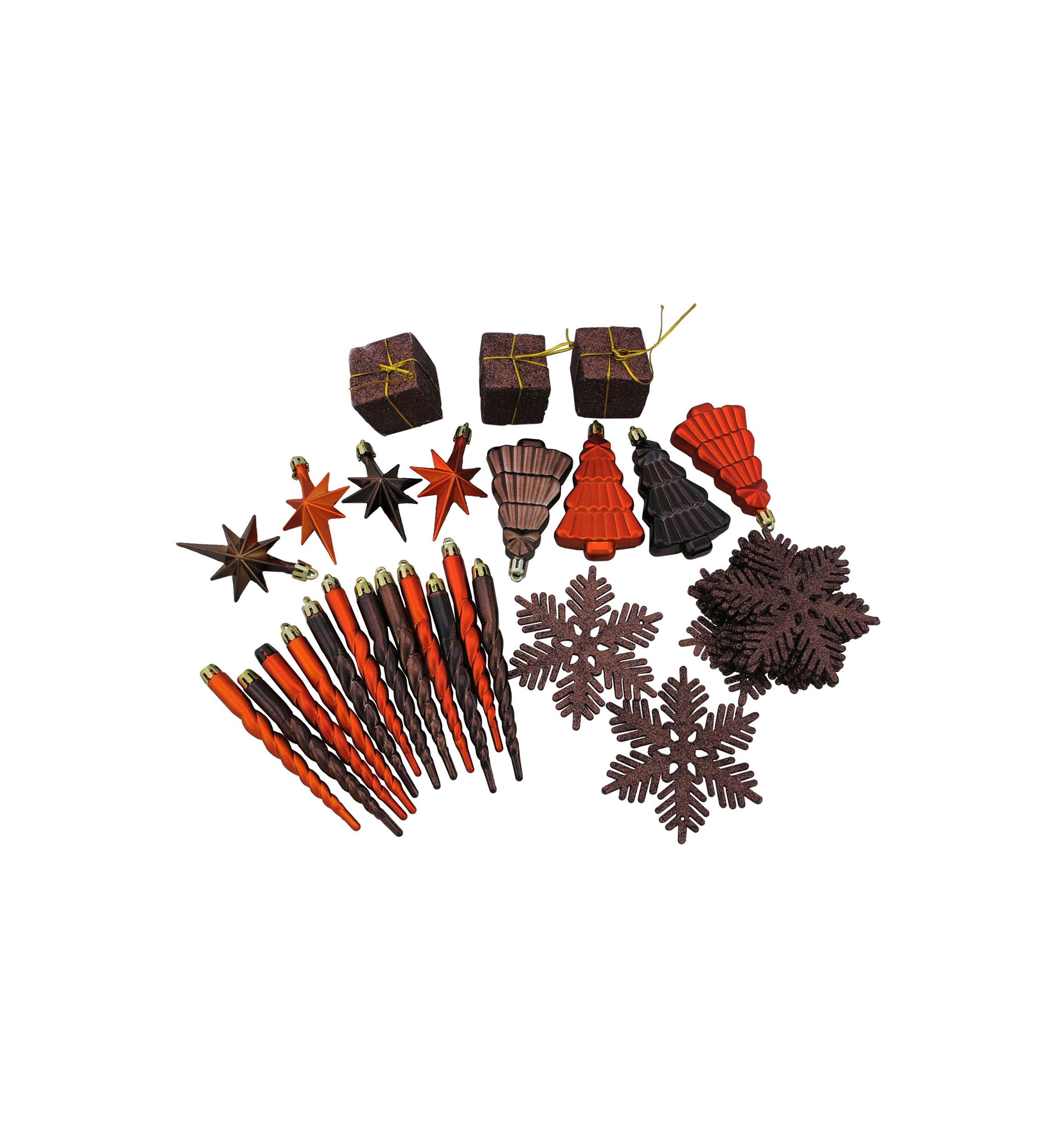 125ct Chocolate Brown and Burnt Orange Shatterproof 4-Finish Christmas Ornaments 5.5Inch (140mm)