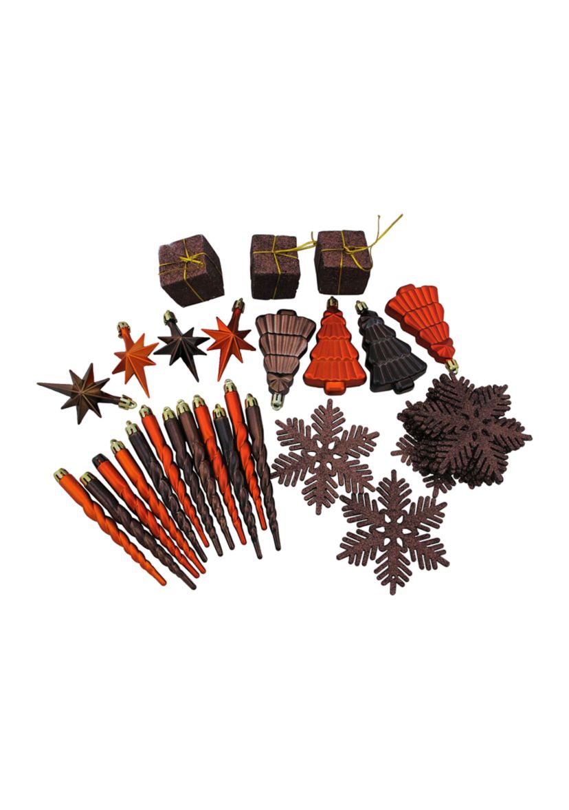 125ct Chocolate Brown and Burnt Orange Shatterproof 4-Finish Christmas Ornaments 5.5Inch (140mm)