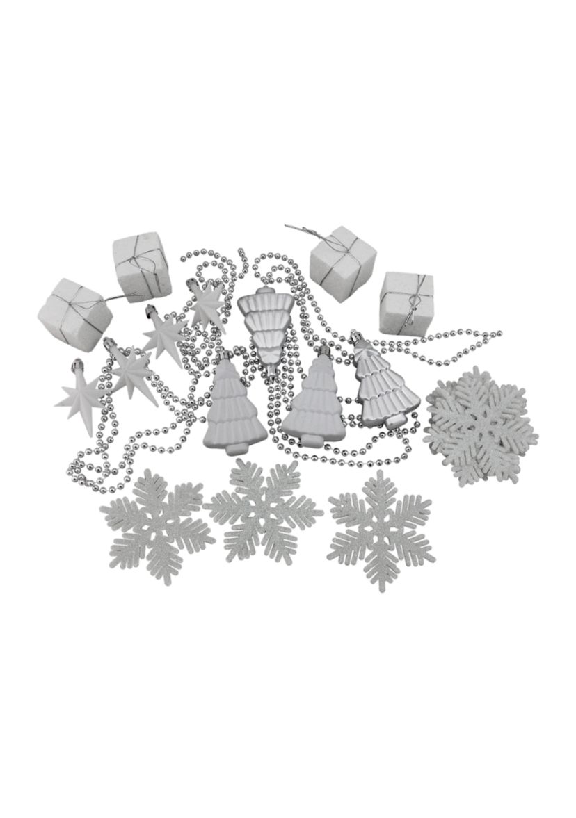 125ct Winter White and Silver Shatterproof 4-Finish Christmas Ornaments 5.5Inch (140mm)