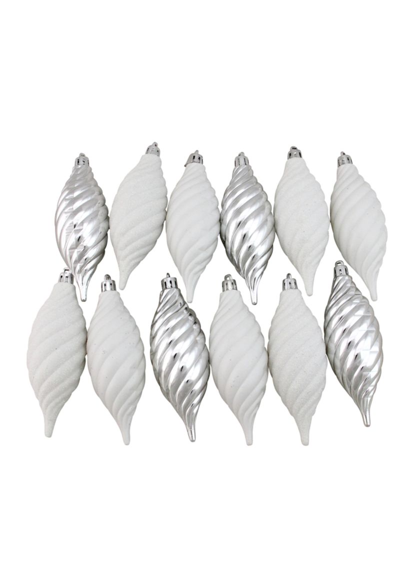 125ct Winter White and Silver Shatterproof 4-Finish Christmas Ornaments 5.5Inch (140mm)