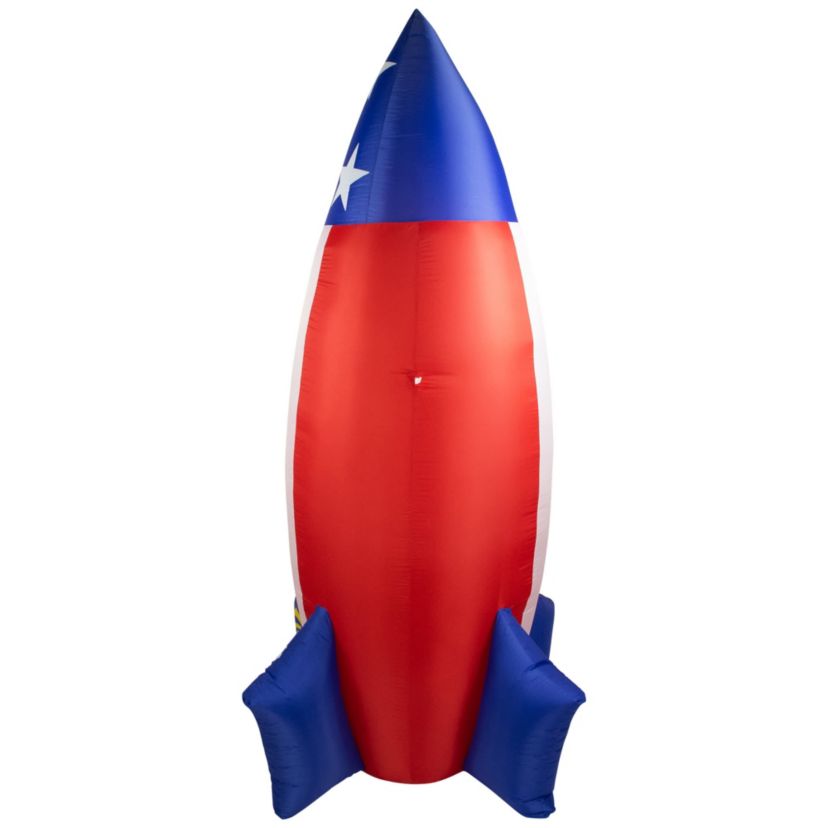 LED Lighted Inflatable Americana Rocket Outdoor Decoration - 8 - Clear Lights