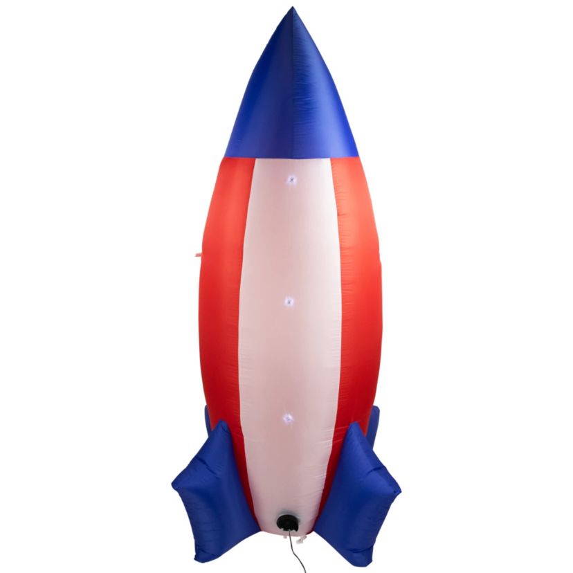 LED Lighted Inflatable Americana Rocket Outdoor Decoration - 8 - Clear Lights