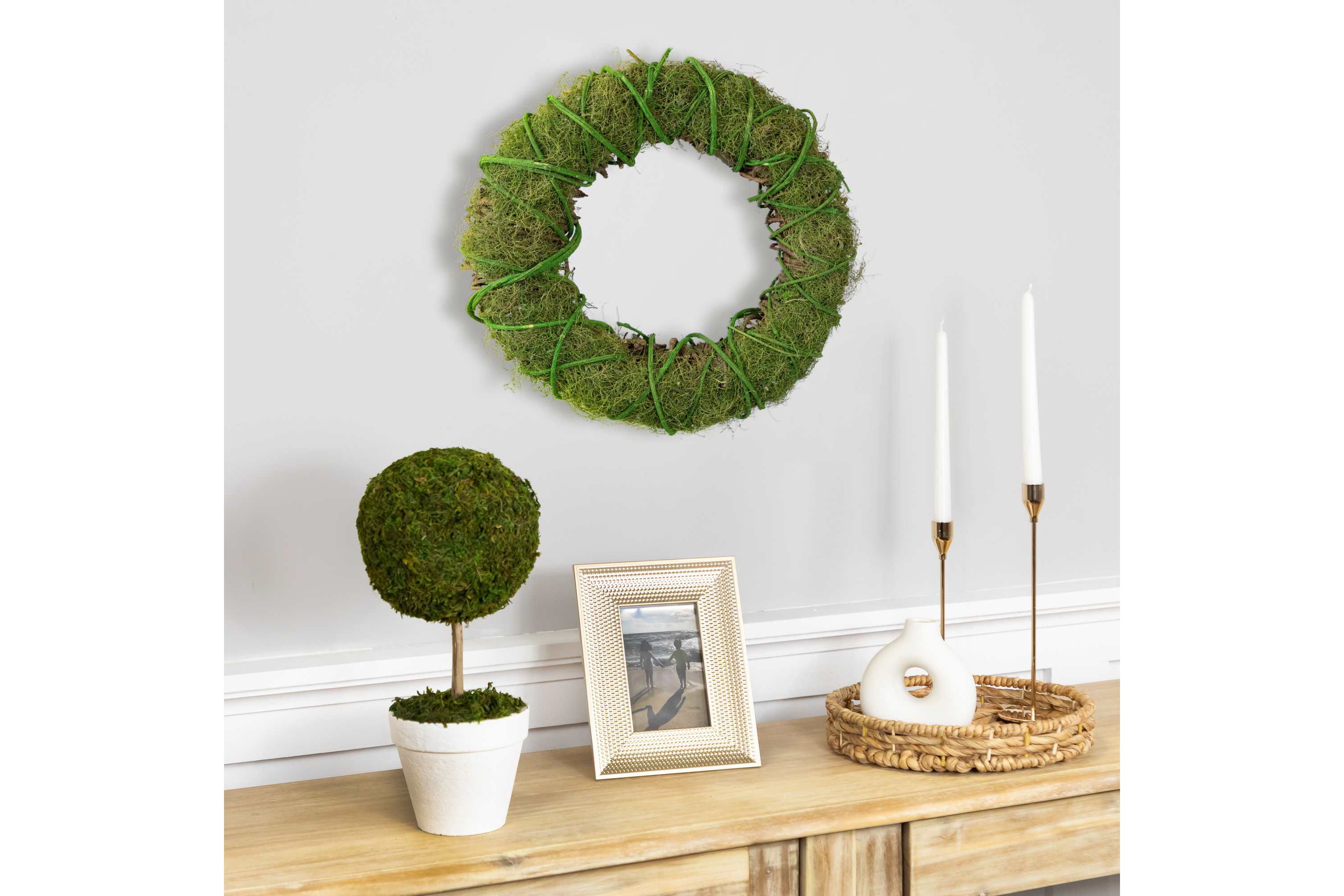 15" Moss and Vine Artificial Spring Twig Wreath - Unlit