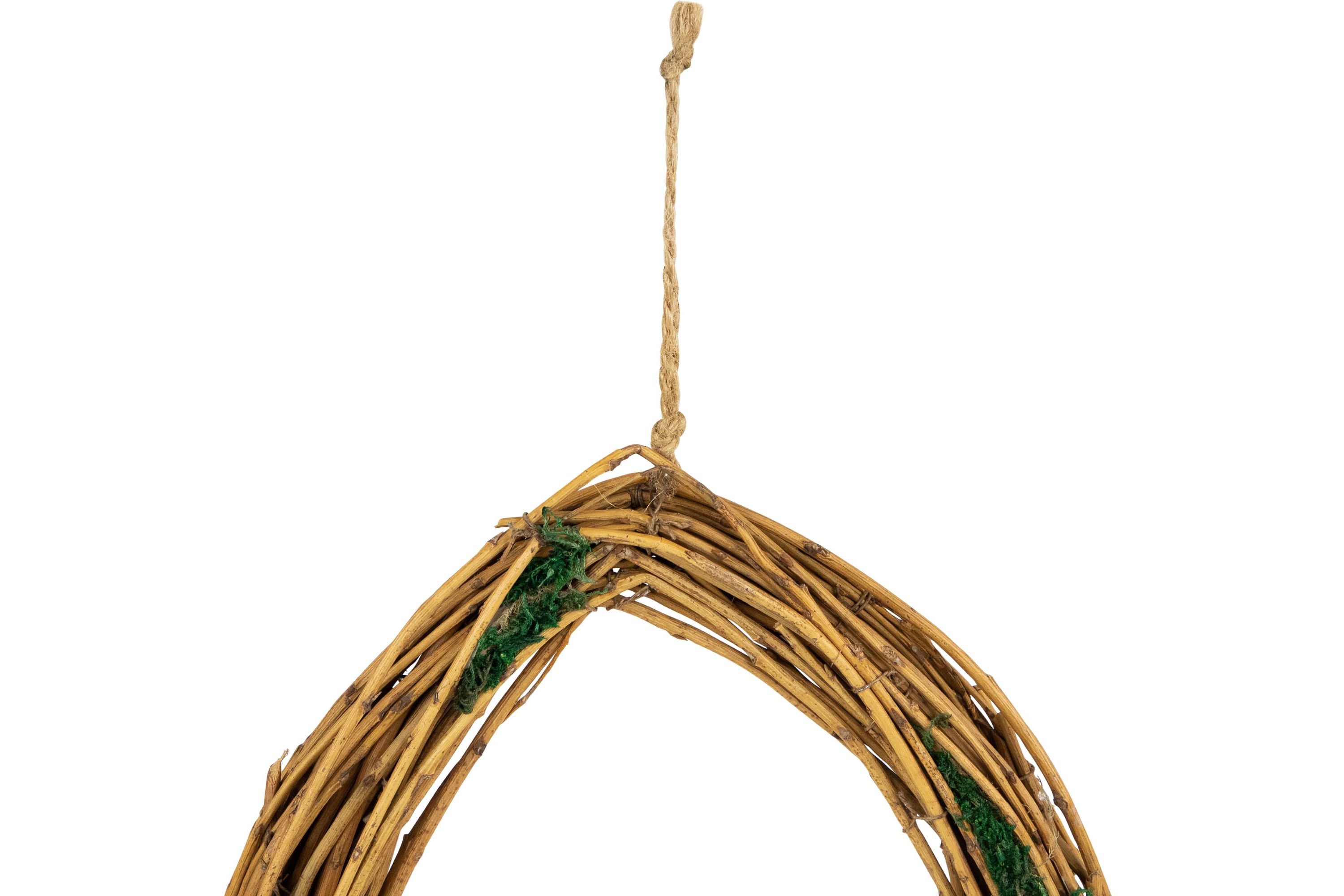 Grapevine  Twig and Moss Egg-Shaped Artificial Spring Wreath  11-Inch