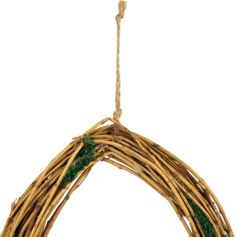 Grapevine  Twig and Moss Egg-Shaped Artificial Spring Wreath  11-Inch