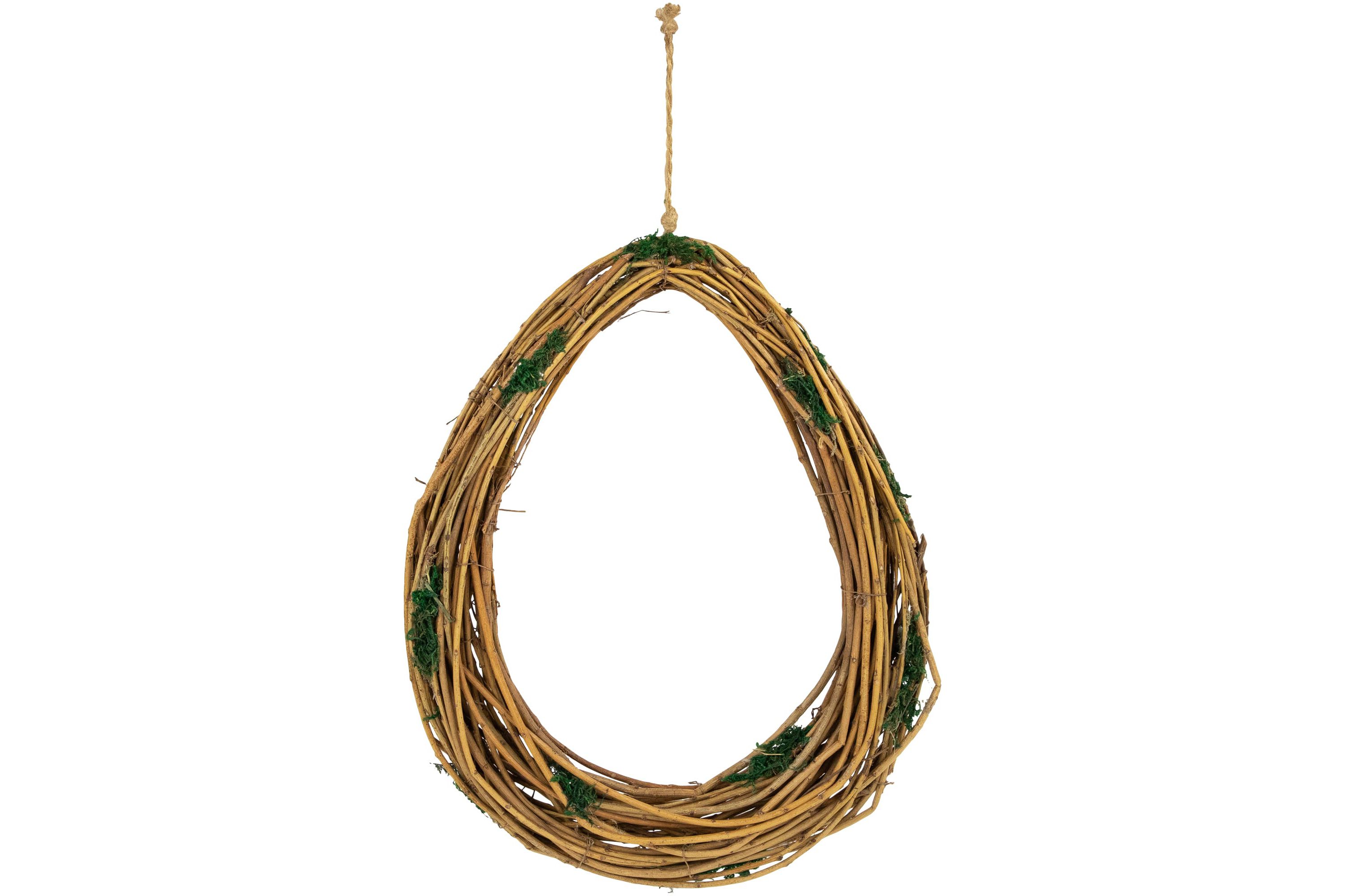 Natural Grapevine and Twig Oval Spring Wreath with Moss - 15.25"