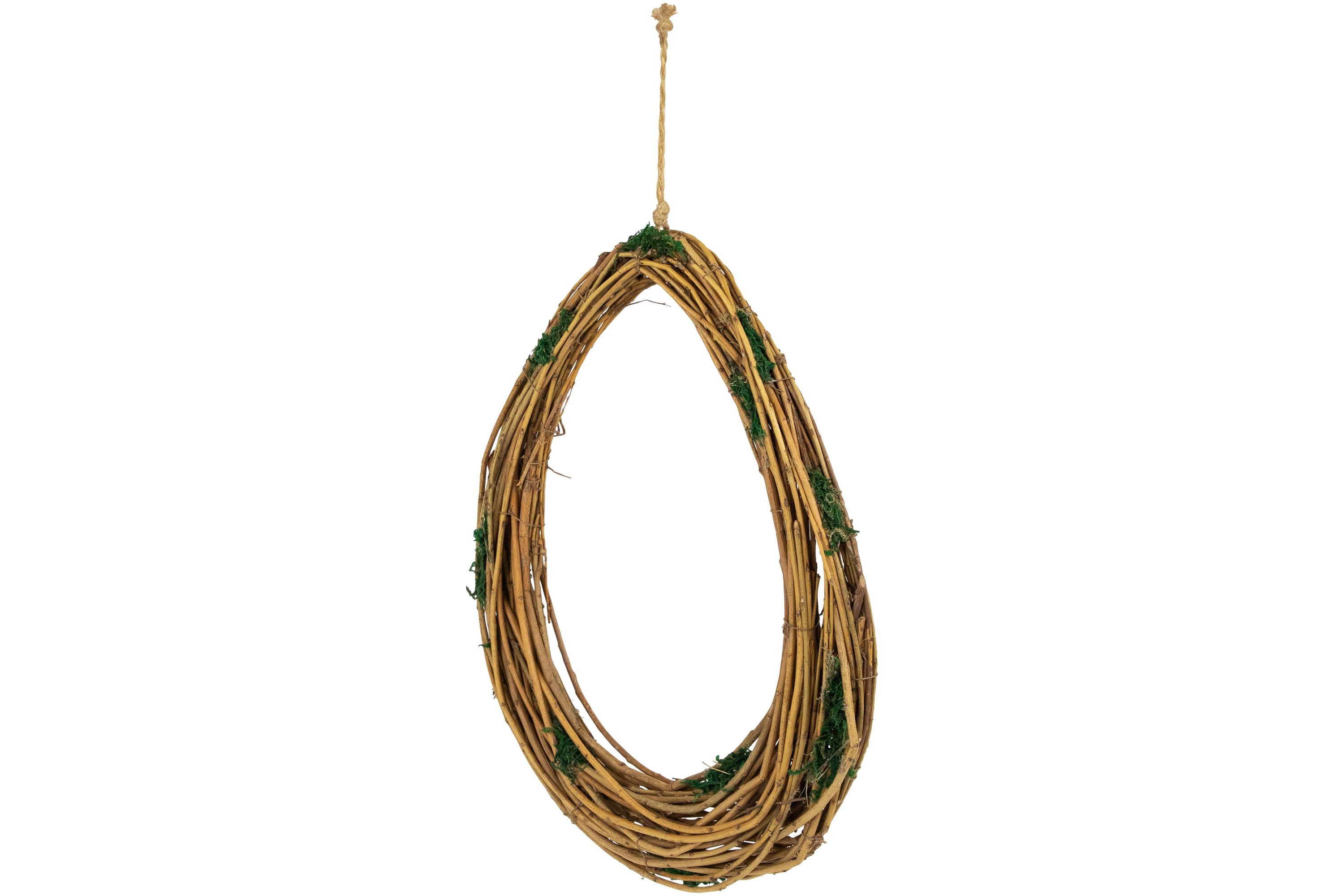 Natural Grapevine and Twig Oval Spring Wreath with Moss - 15.25"