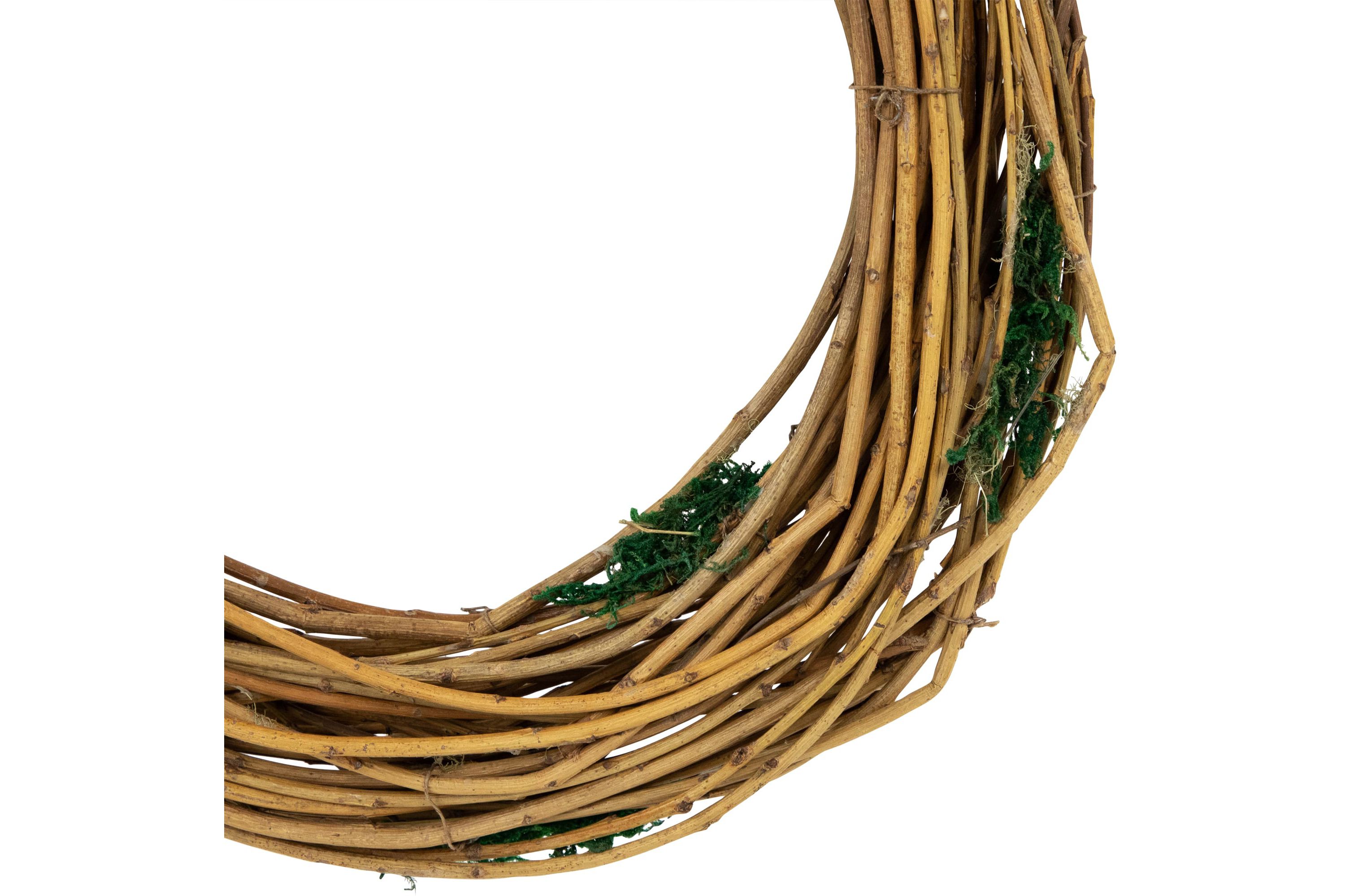Natural Grapevine and Twig Oval Spring Wreath with Moss - 15.25"