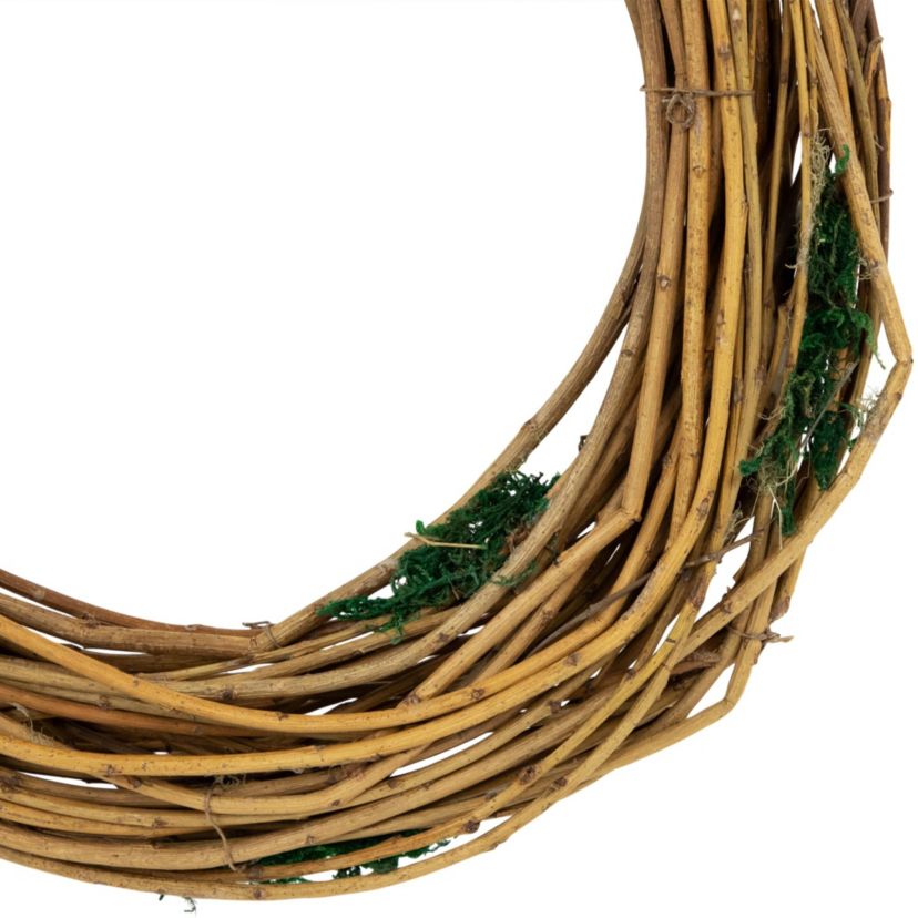 Natural Grapevine and Twig Oval Spring Wreath with Moss - 15.25"