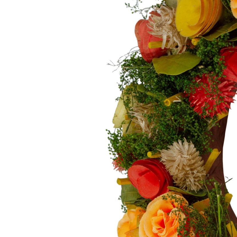 Wooden and Dried Floral with Moss and Twigs Spring Wreath  12-inch