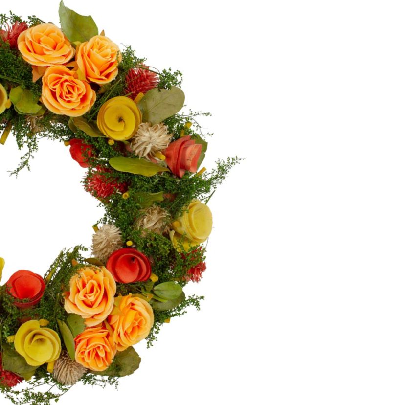 Wooden and Dried Floral with Moss and Twigs Spring Wreath  12-inch