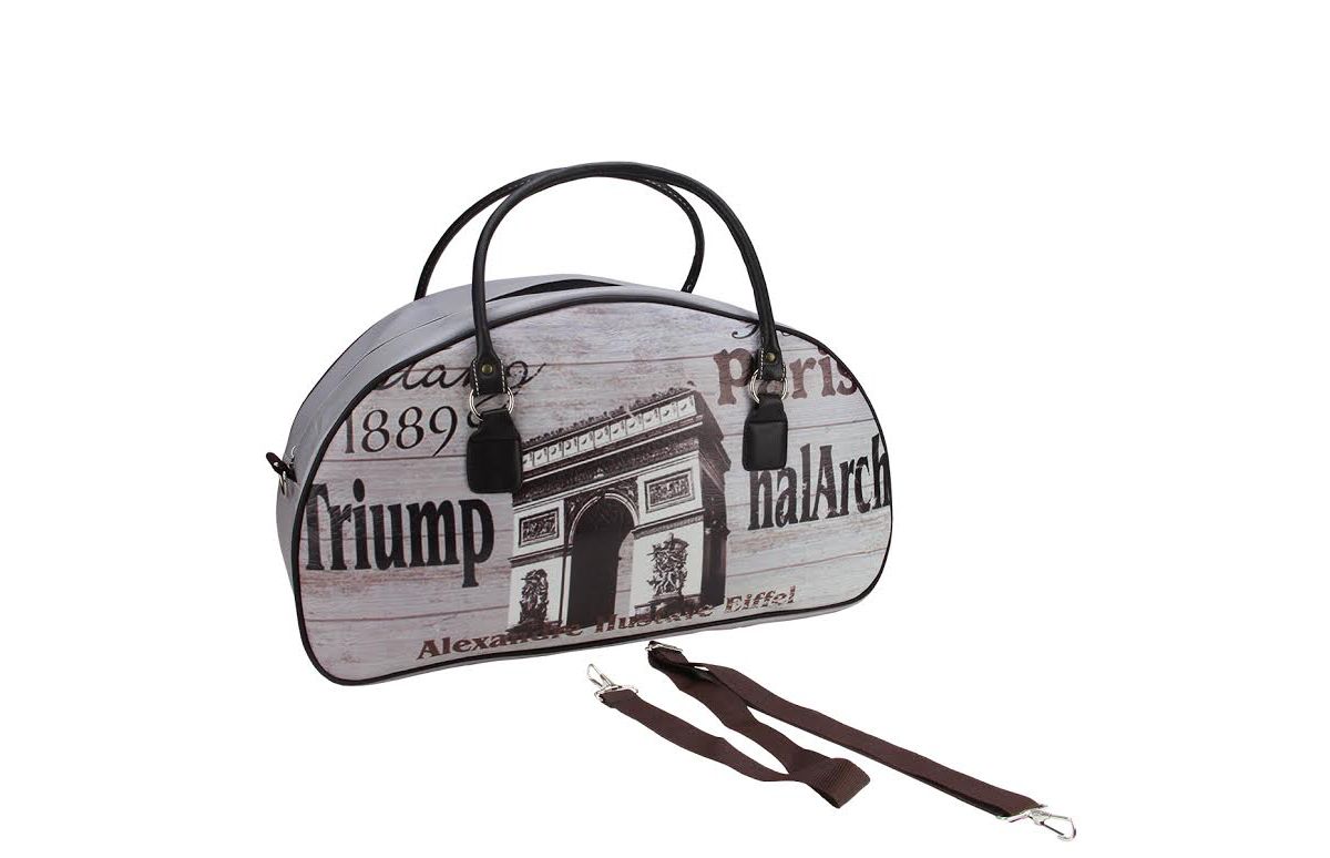 20" Vintage-Style Paris Arc de Triomphe French Theme Travel Bag with Handles and Shoulder Strap