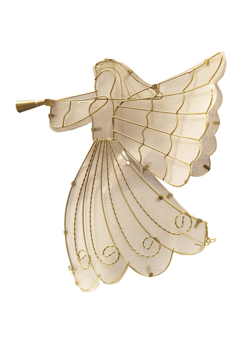 11Inch LED Lighted Gold Shimmer Angel Christmas Tree Topper - Warm Clear Lights
