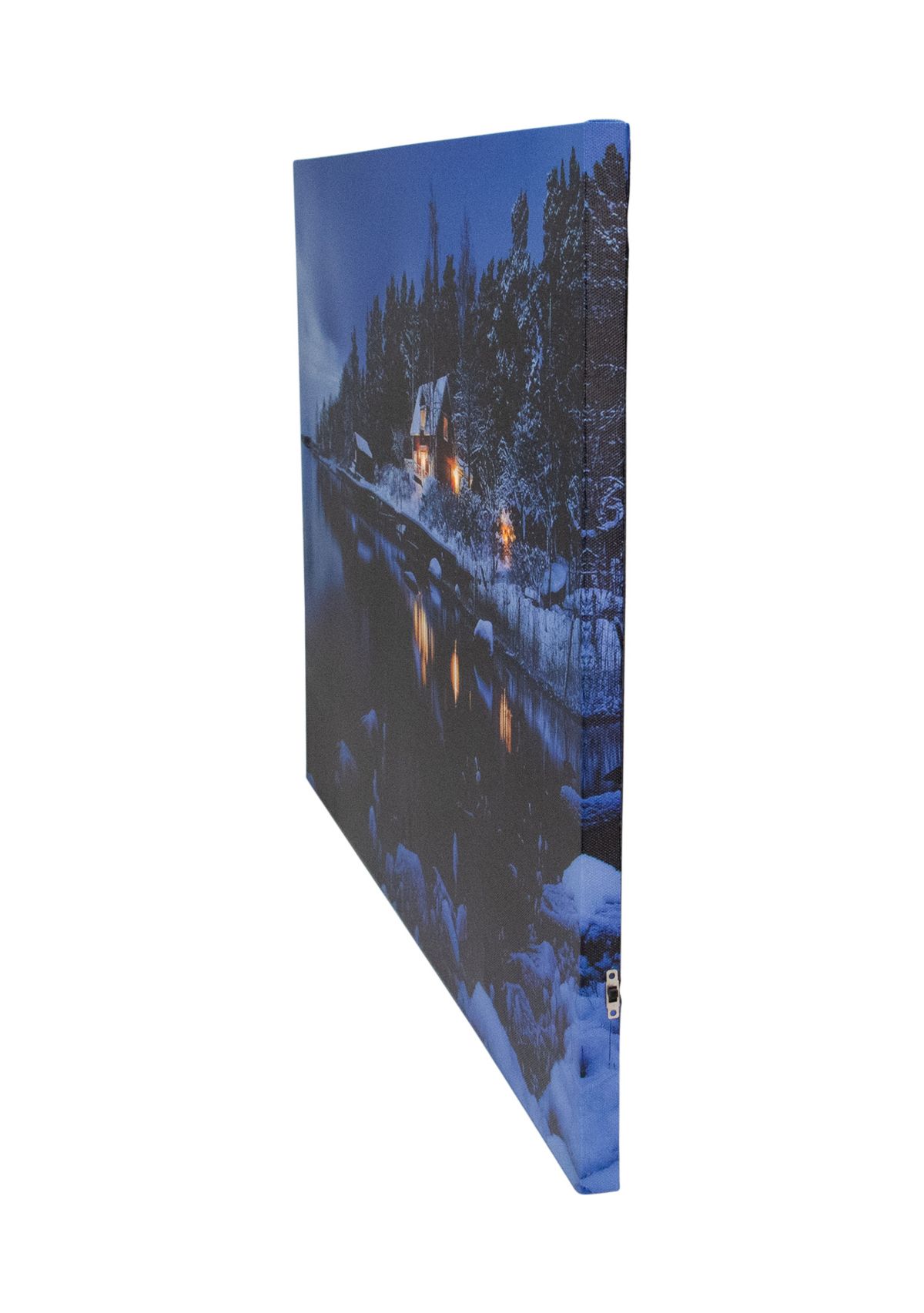 23.75Inch LED Lighted Rustic Lodge Cabin on the Lake Canvas Wall Art