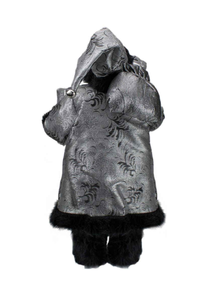 24Inch Standing Santa Claus in Silver and Black with Gifts Christmas Figure