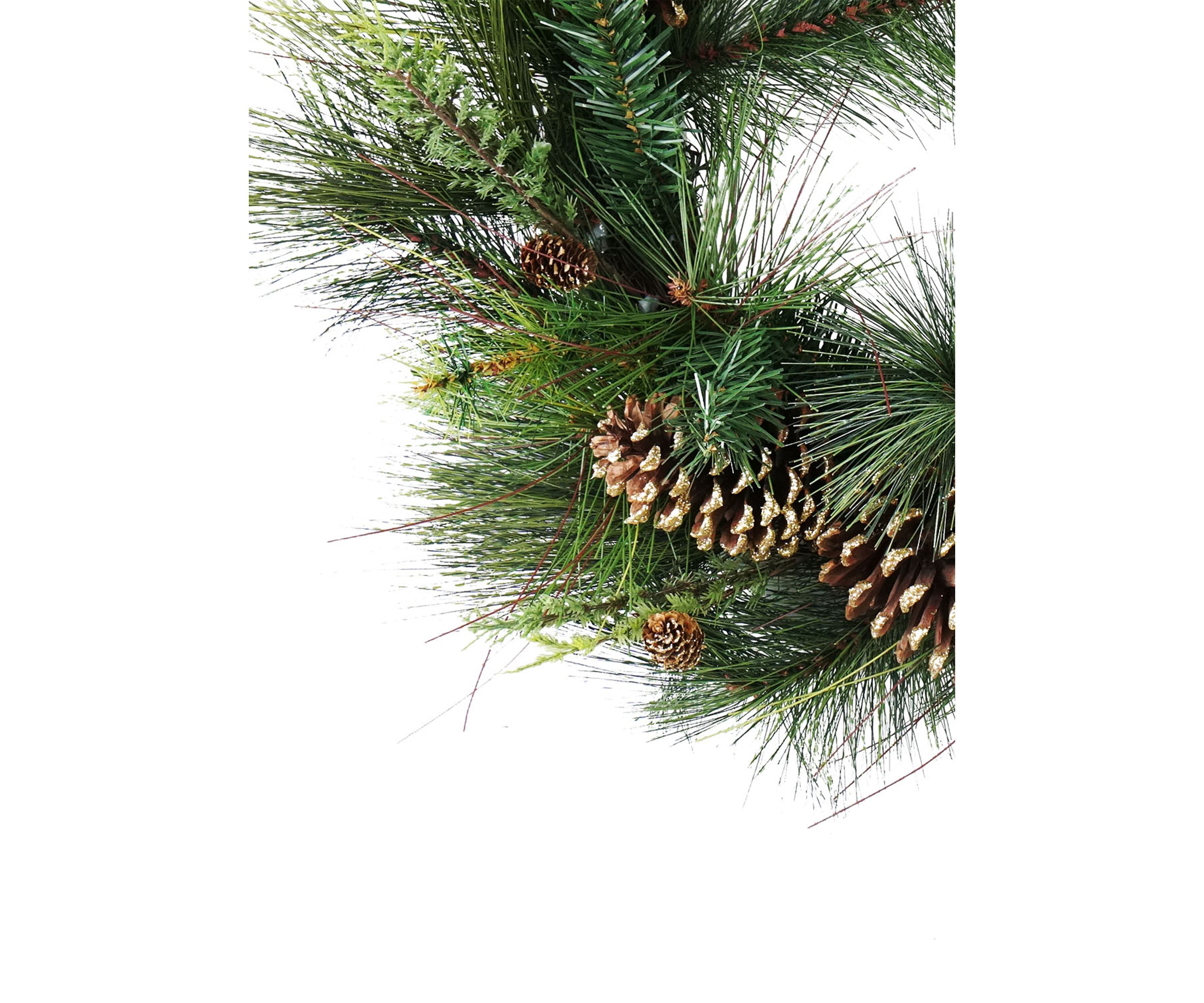 Artificial Mixed Pine with Pine Cones and Gold Glitter Christmas Wreath - 30 -Inch  Unlit