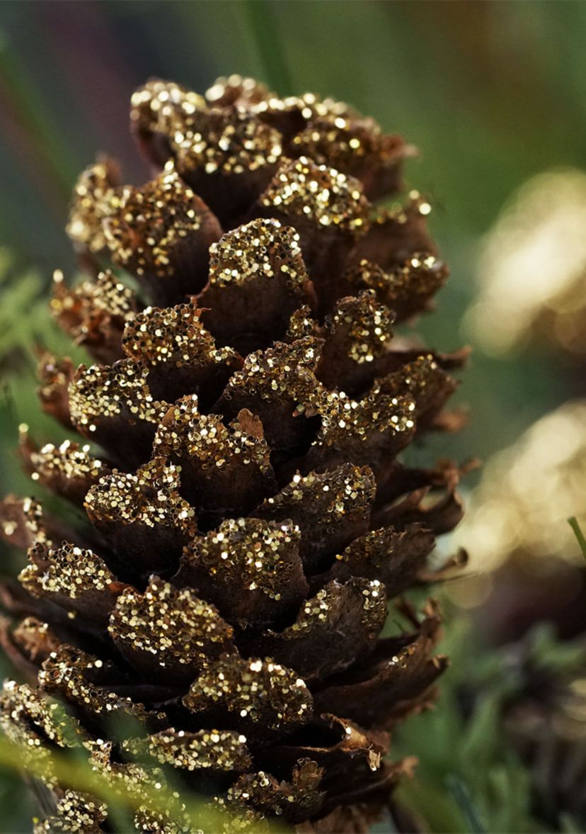 Artificial Mixed Pine with Pine Cones and Gold Glitter Christmas Wreath - 30 -Inch  Unlit