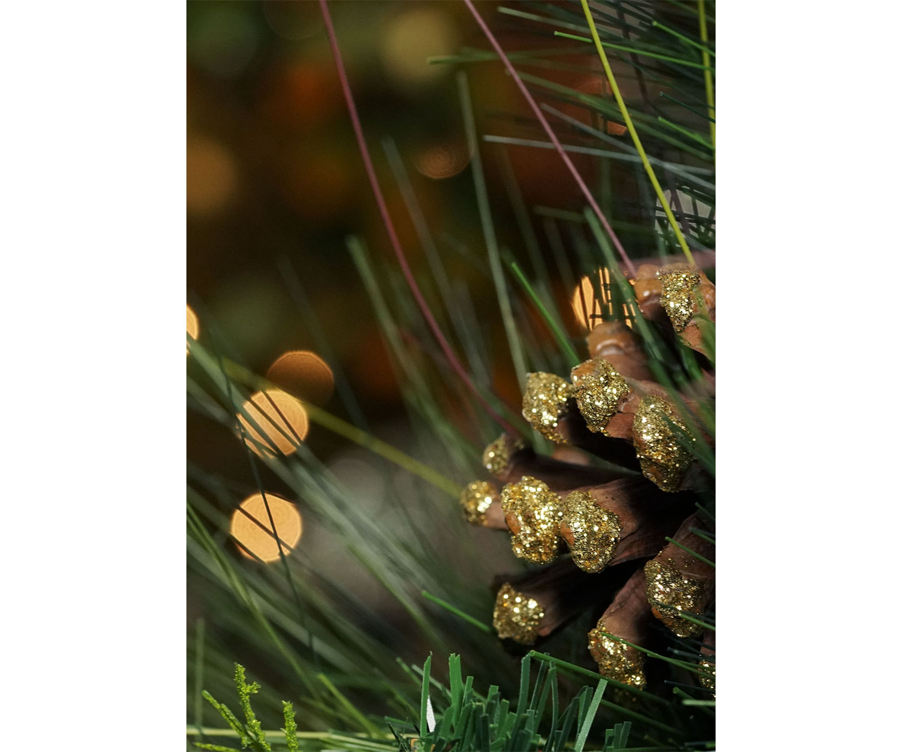 Artificial Mixed Pine with Pine Cones and Gold Glitter Christmas Wreath - 30 -Inch  Unlit
