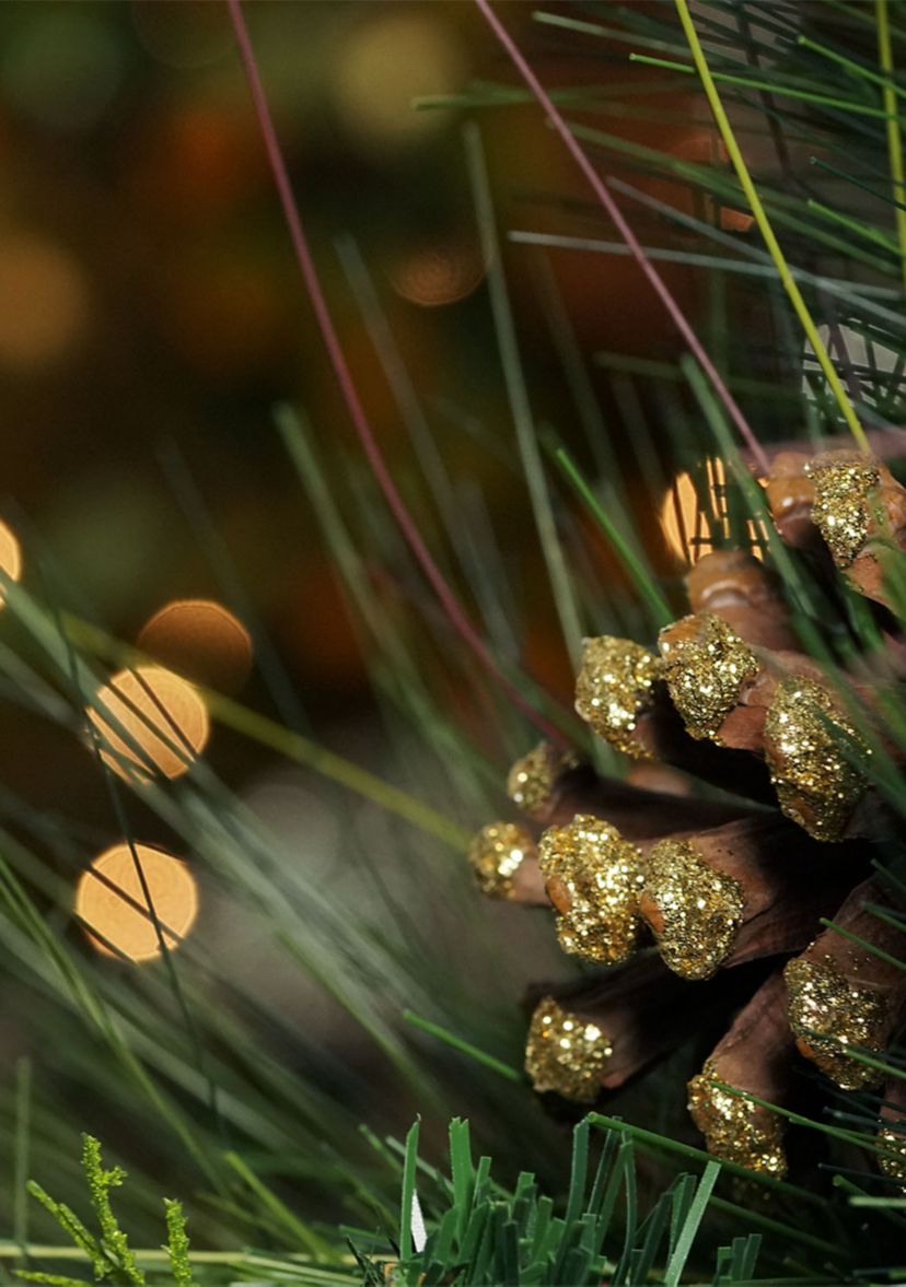 Artificial Mixed Pine with Pine Cones and Gold Glitter Christmas Wreath - 30 -Inch  Unlit