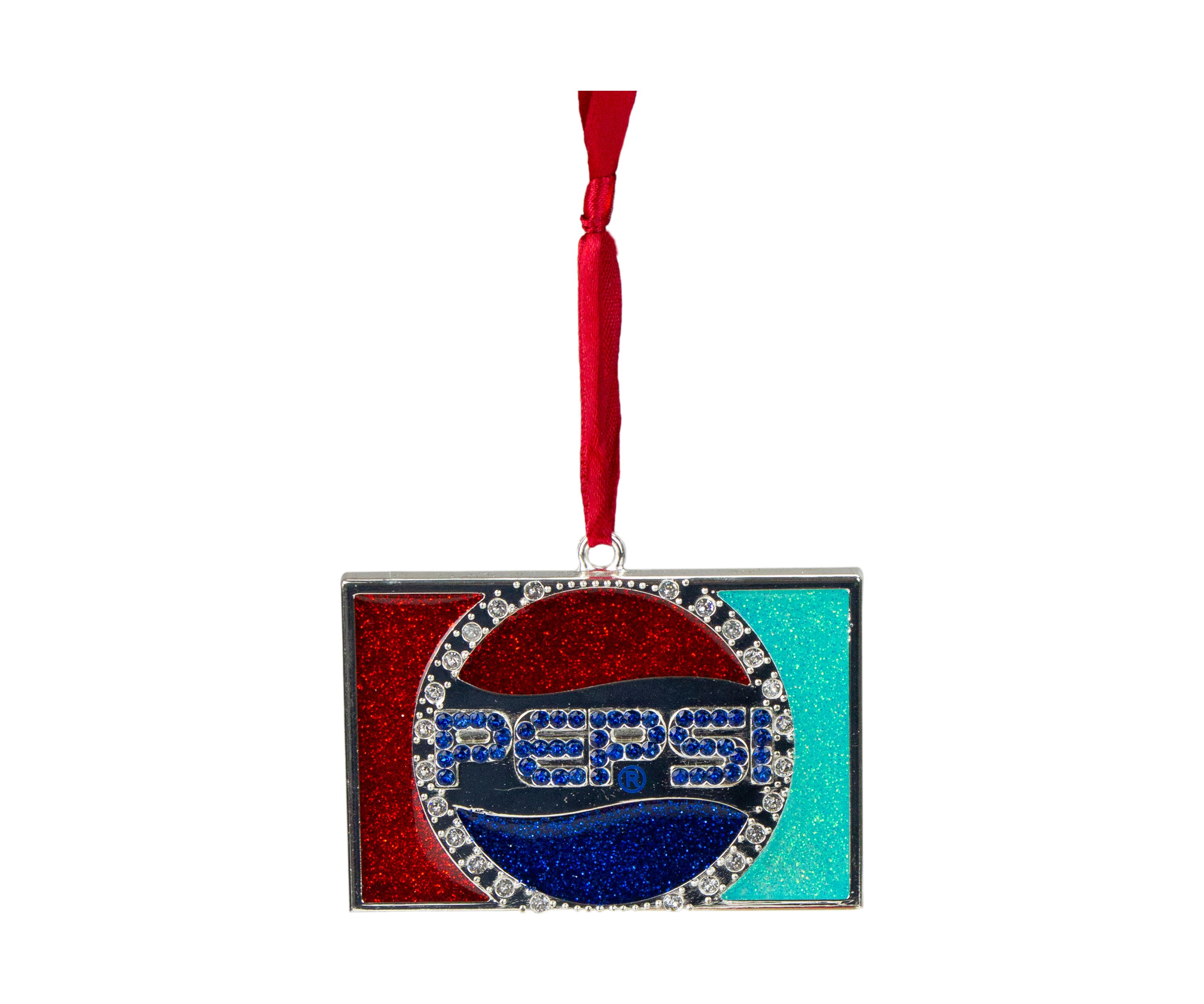 3Inch Red and Blue Pepsi Globe Logo European Crystal Christmas Ornament