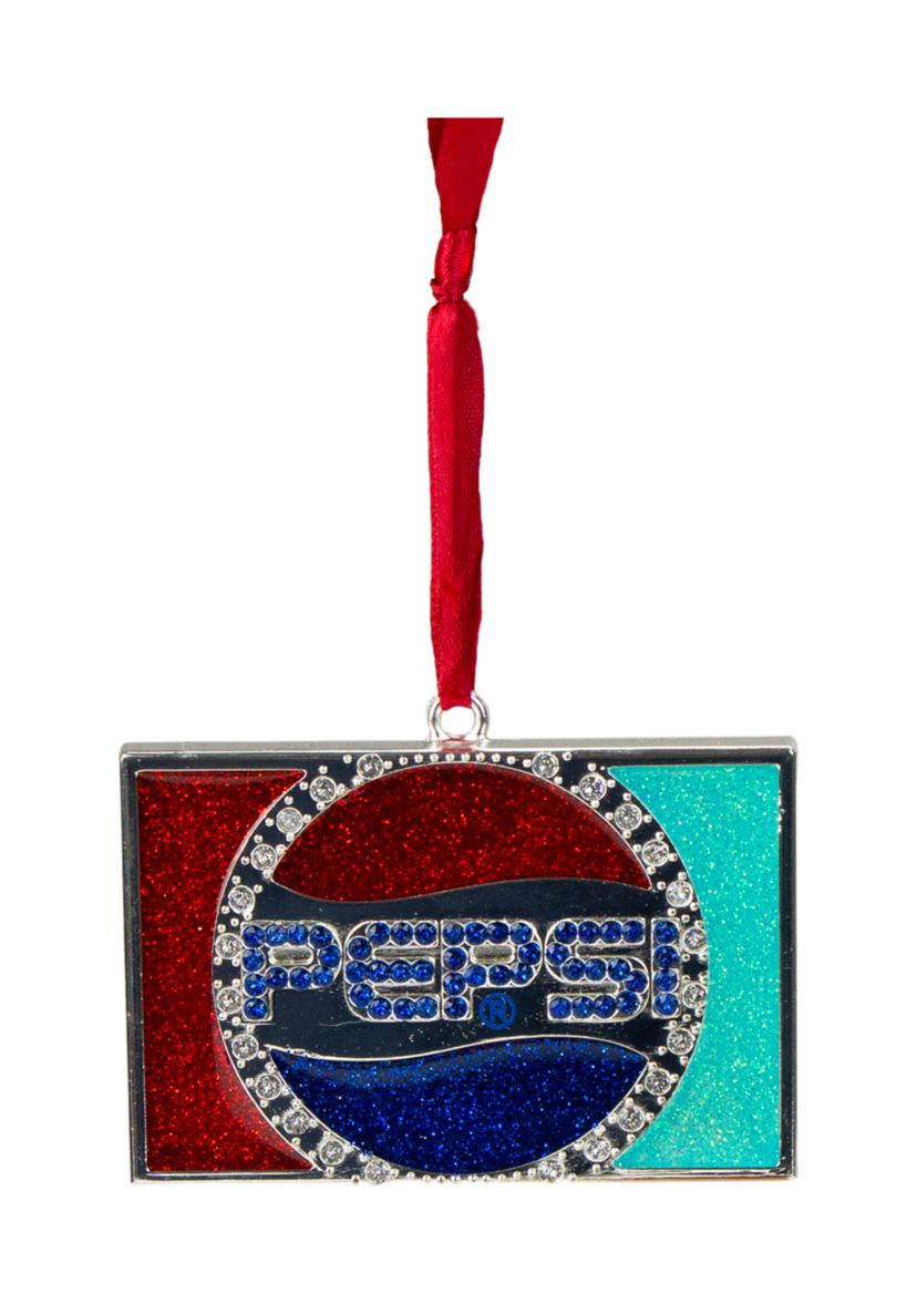 3Inch Red and Blue Pepsi Globe Logo European Crystal Christmas Ornament