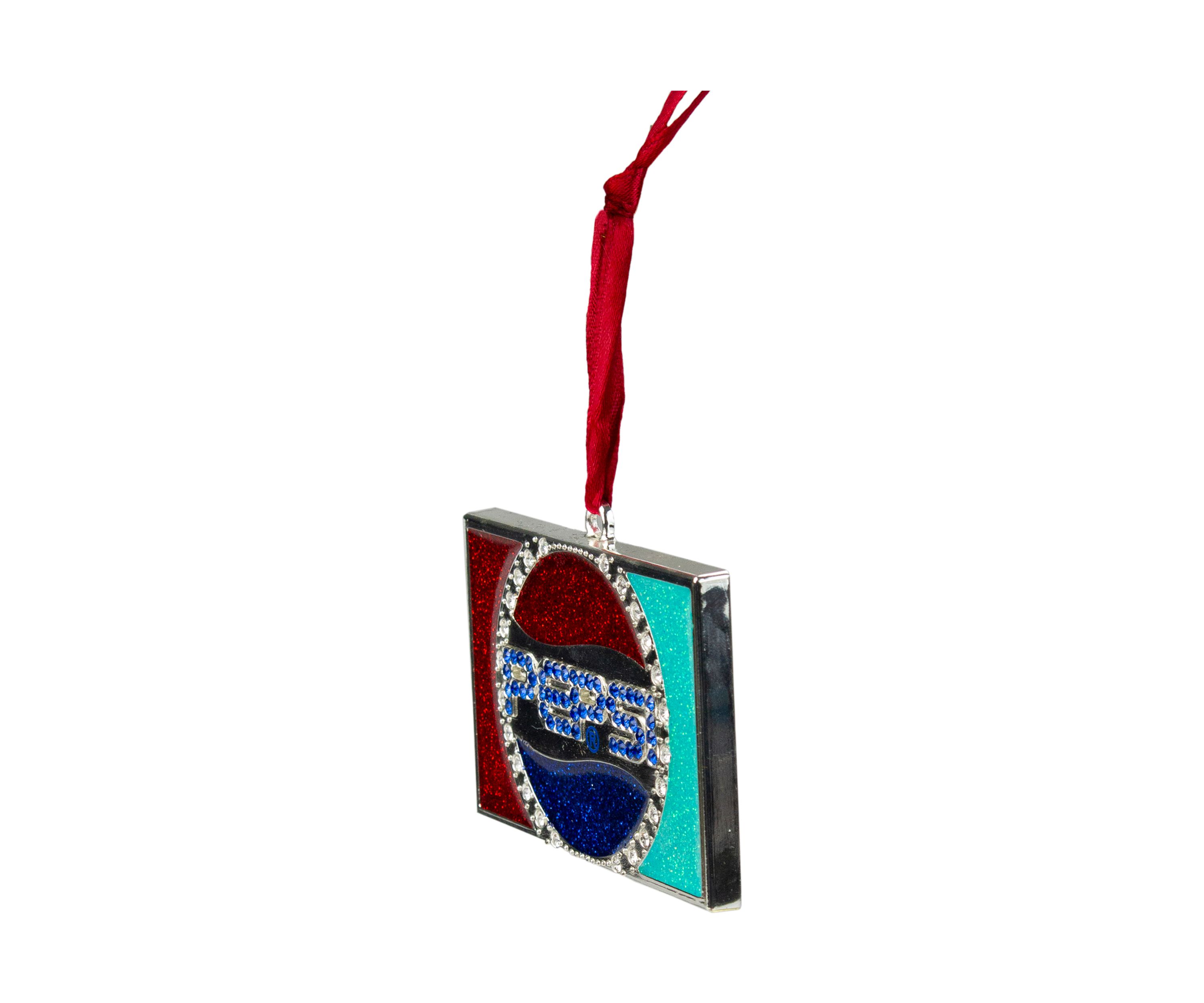 3Inch Red and Blue Pepsi Globe Logo European Crystal Christmas Ornament