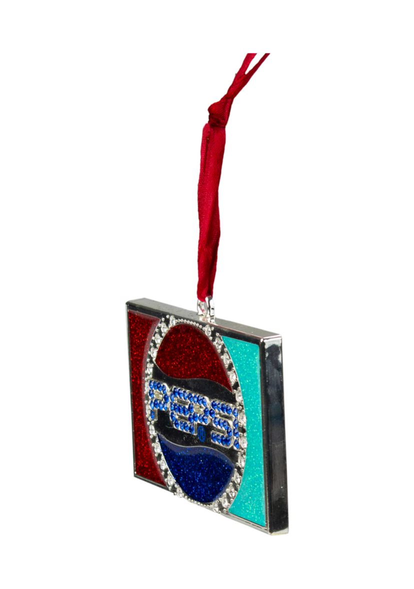 3Inch Red and Blue Pepsi Globe Logo European Crystal Christmas Ornament