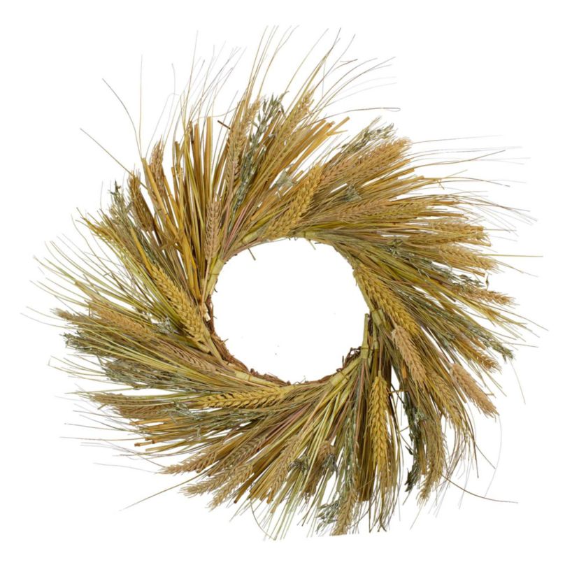 Wheat and Straw Artificial Fall Harvest Wreath - 22" - Unlit