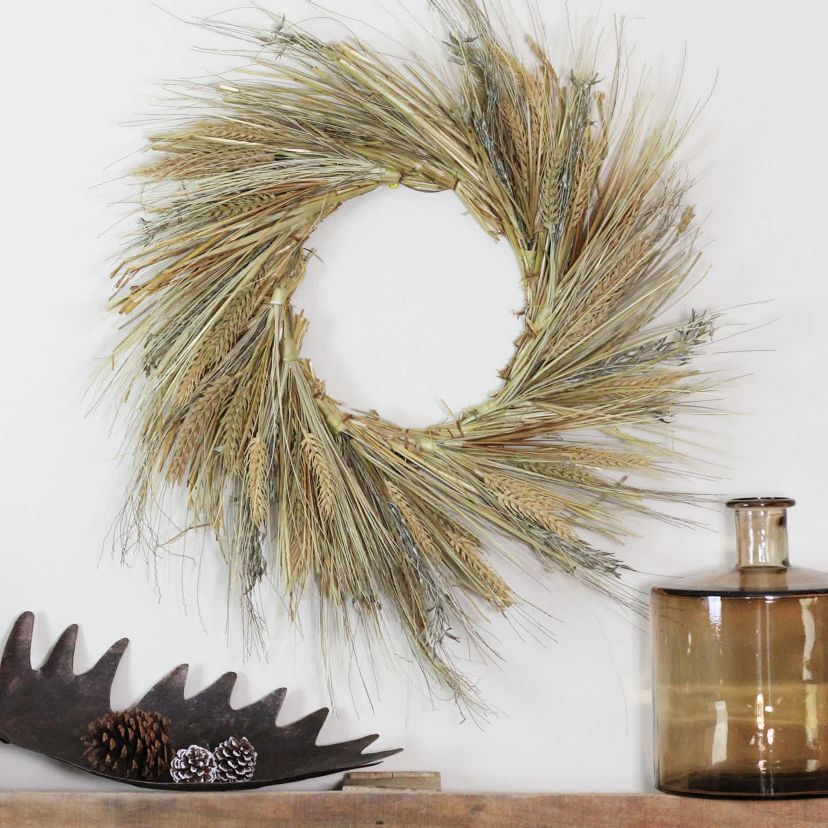 Wheat and Straw Artificial Fall Harvest Wreath - 22" - Unlit