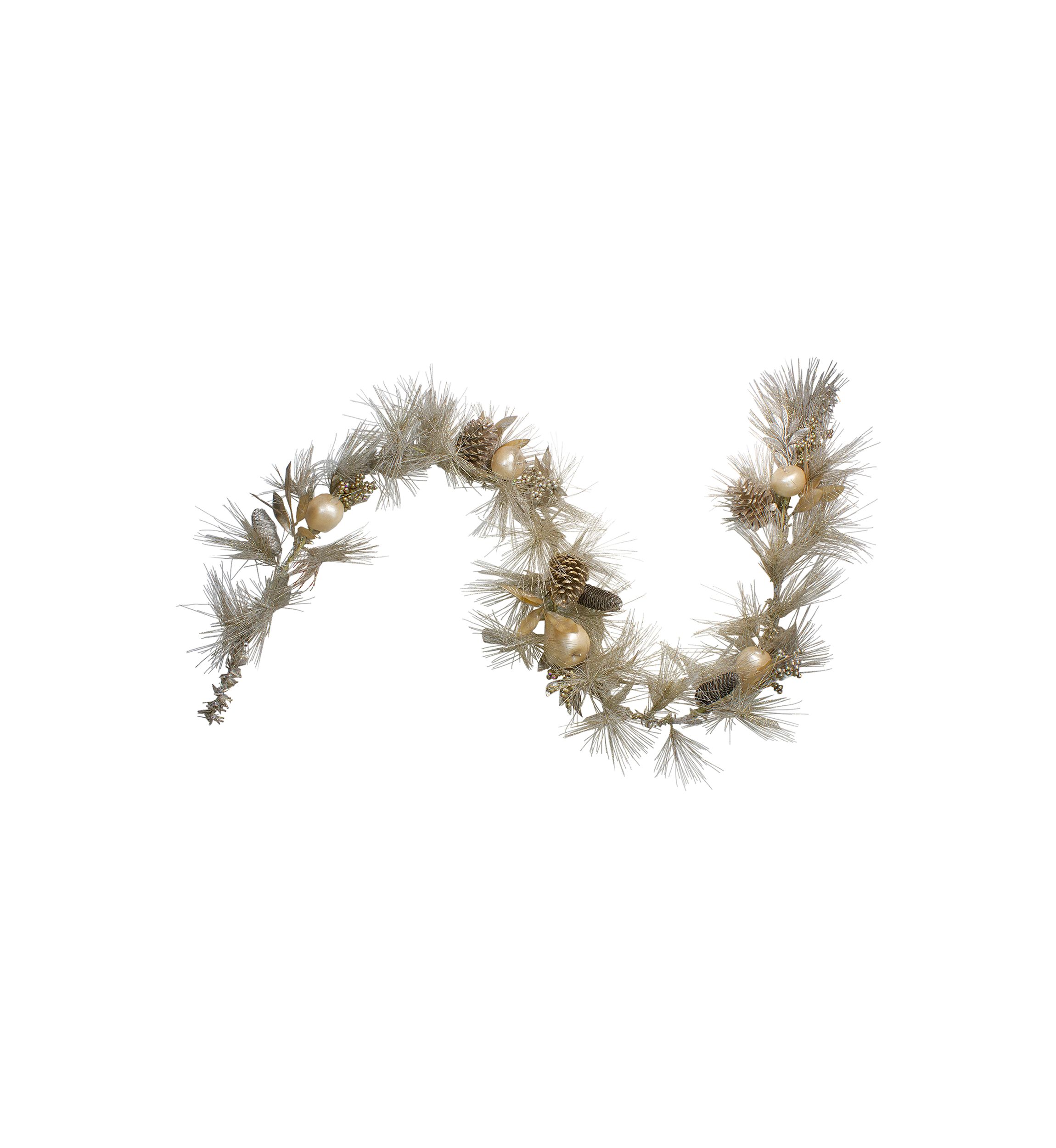 6.5 x 9Inch Pomegranate and Apple Pine Needle Artificial Christmas Garland - Unlit