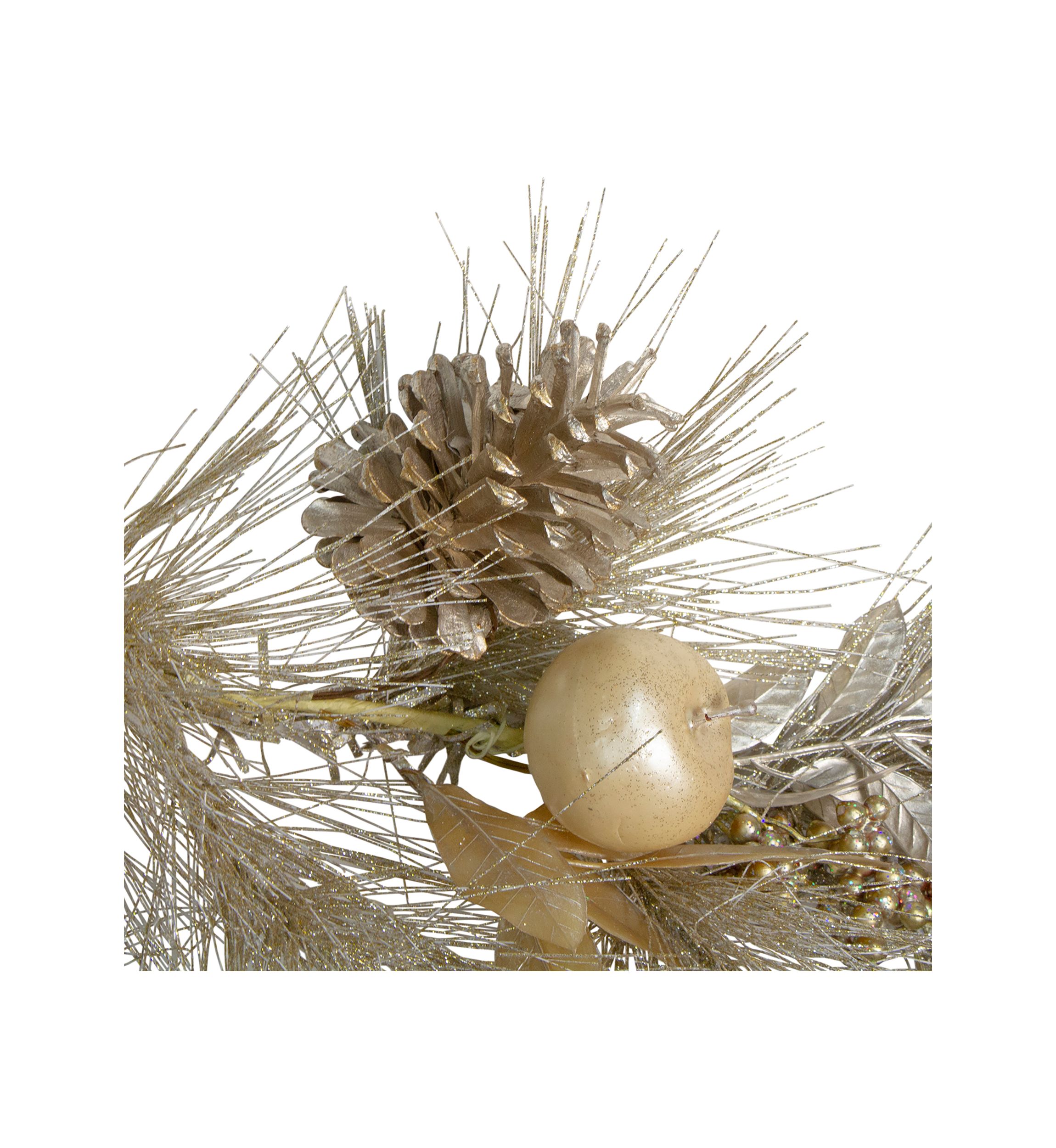 6.5 x 9Inch Pomegranate and Apple Pine Needle Artificial Christmas Garland - Unlit