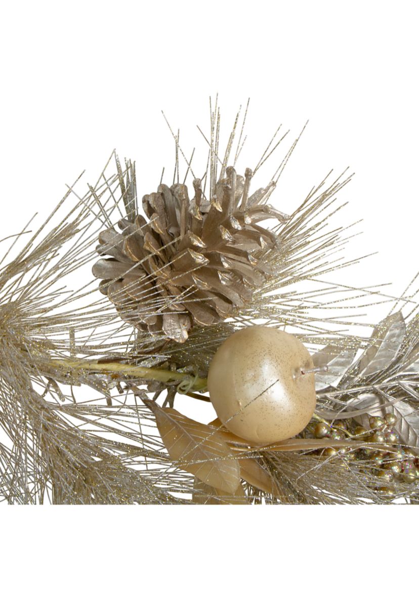 6.5 x 9Inch Pomegranate and Apple Pine Needle Artificial Christmas Garland - Unlit