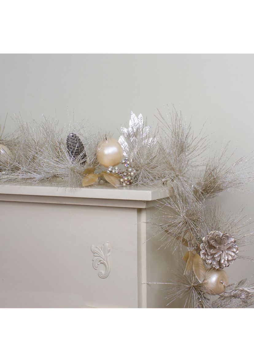 6.5 x 9Inch Pomegranate and Apple Pine Needle Artificial Christmas Garland - Unlit
