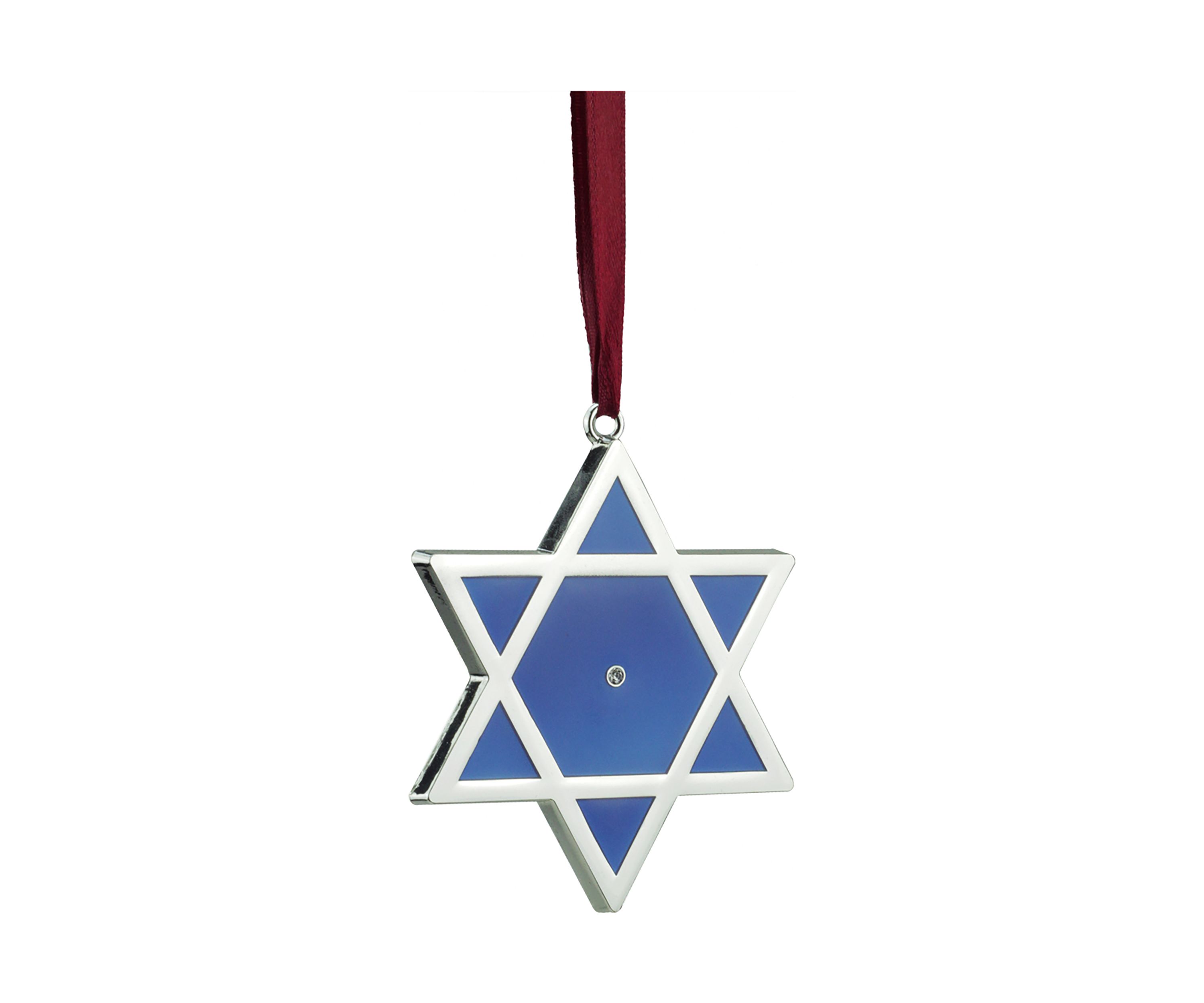 3Inch Silver and Blue Shiny Star of David European Crystal Hanukkah Ornament
