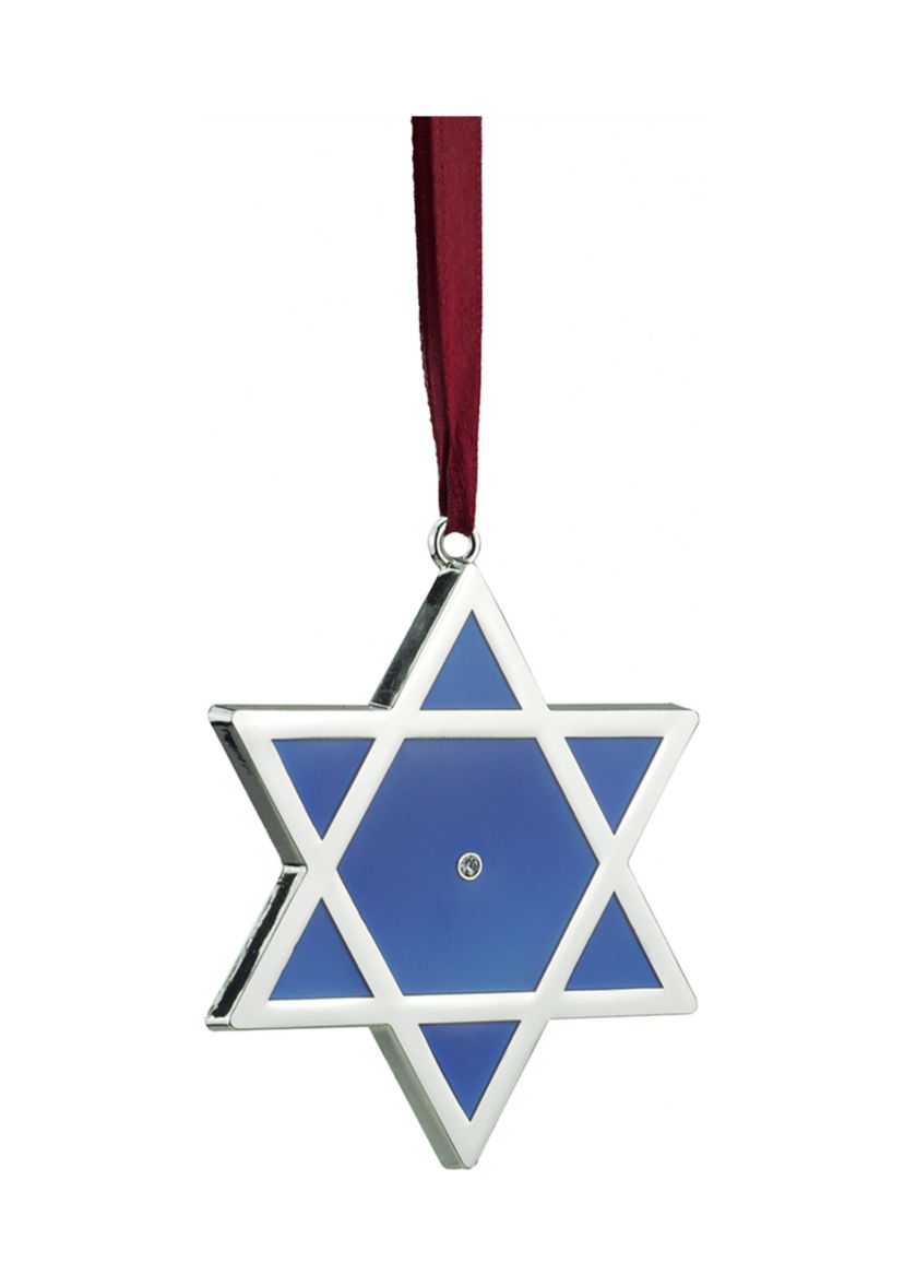 3Inch Silver and Blue Shiny Star of David European Crystal Hanukkah Ornament