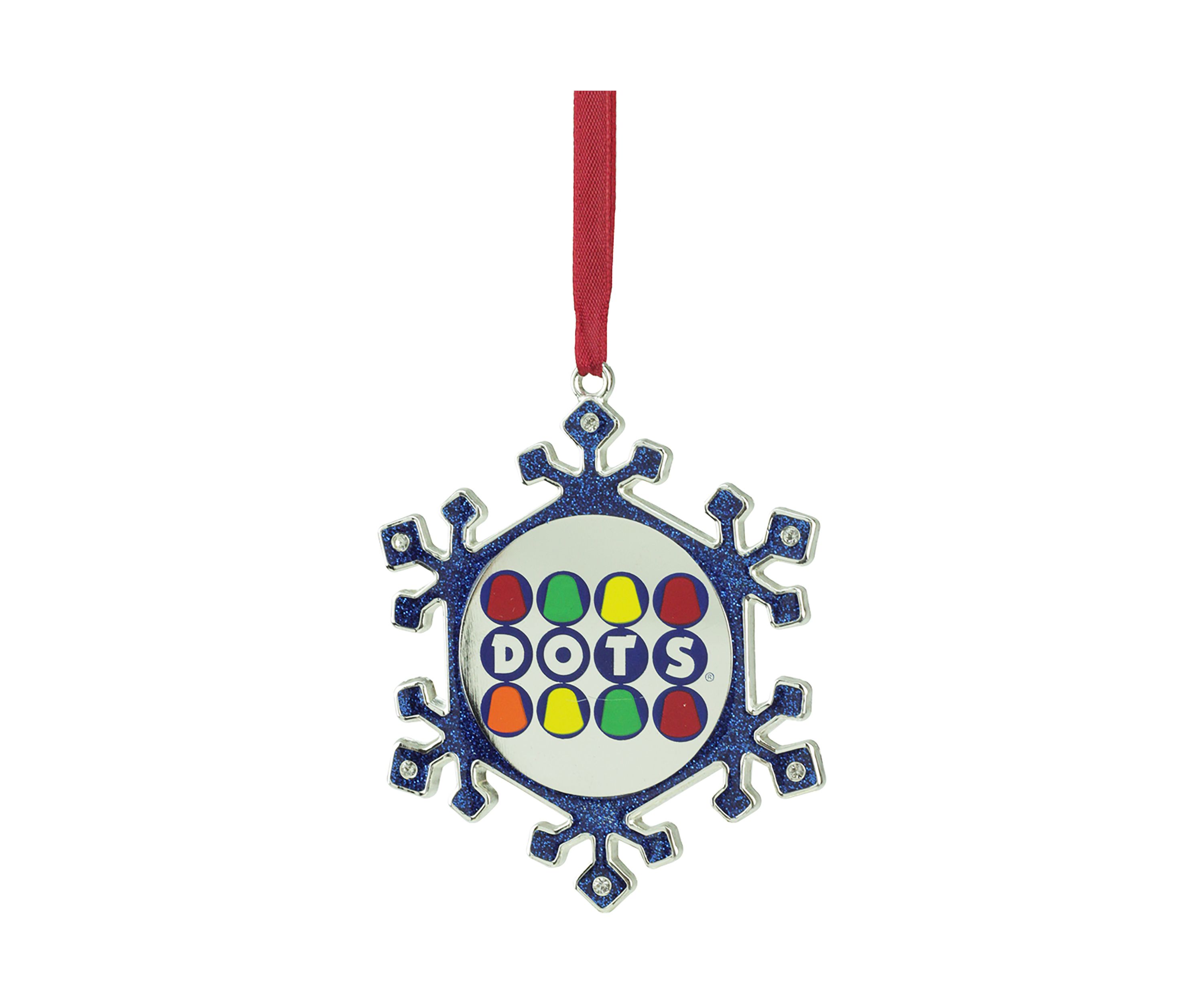 3.5Inch Blue and Silver Snowflake Dots Candy Logo Christmas Ornament