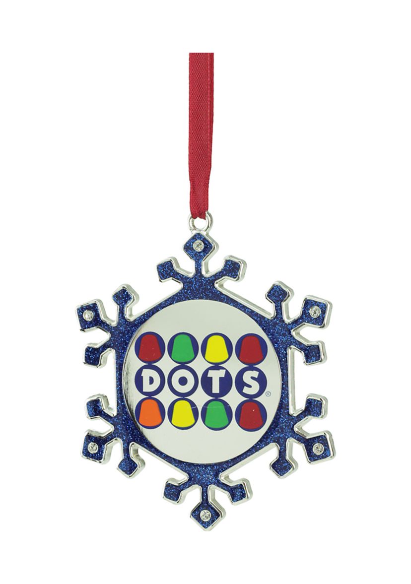 3.5Inch Blue and Silver Snowflake Dots Candy Logo Christmas Ornament