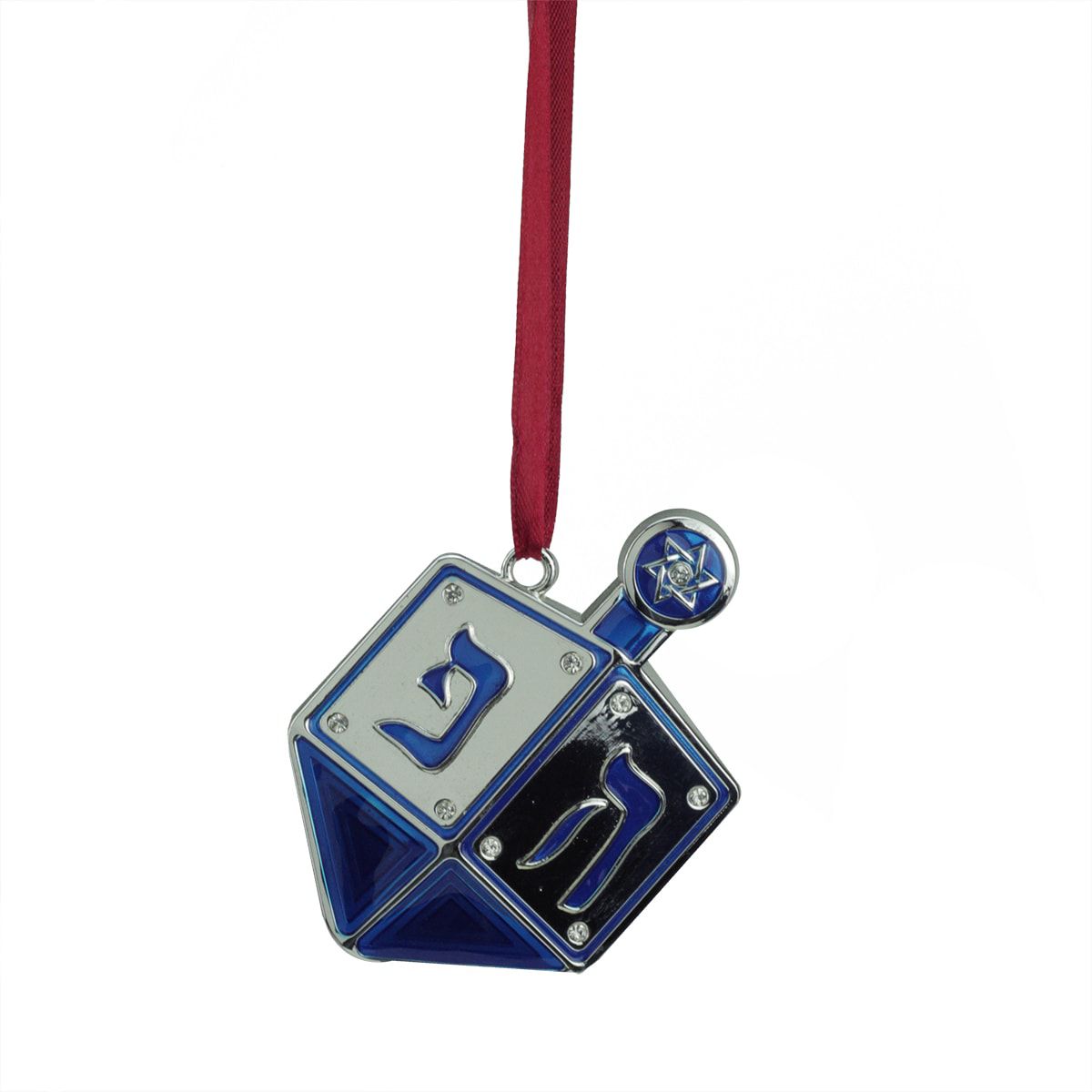 3" Blue and Silver Dreidel Hanukkah Holiday Ornament with European Crystals