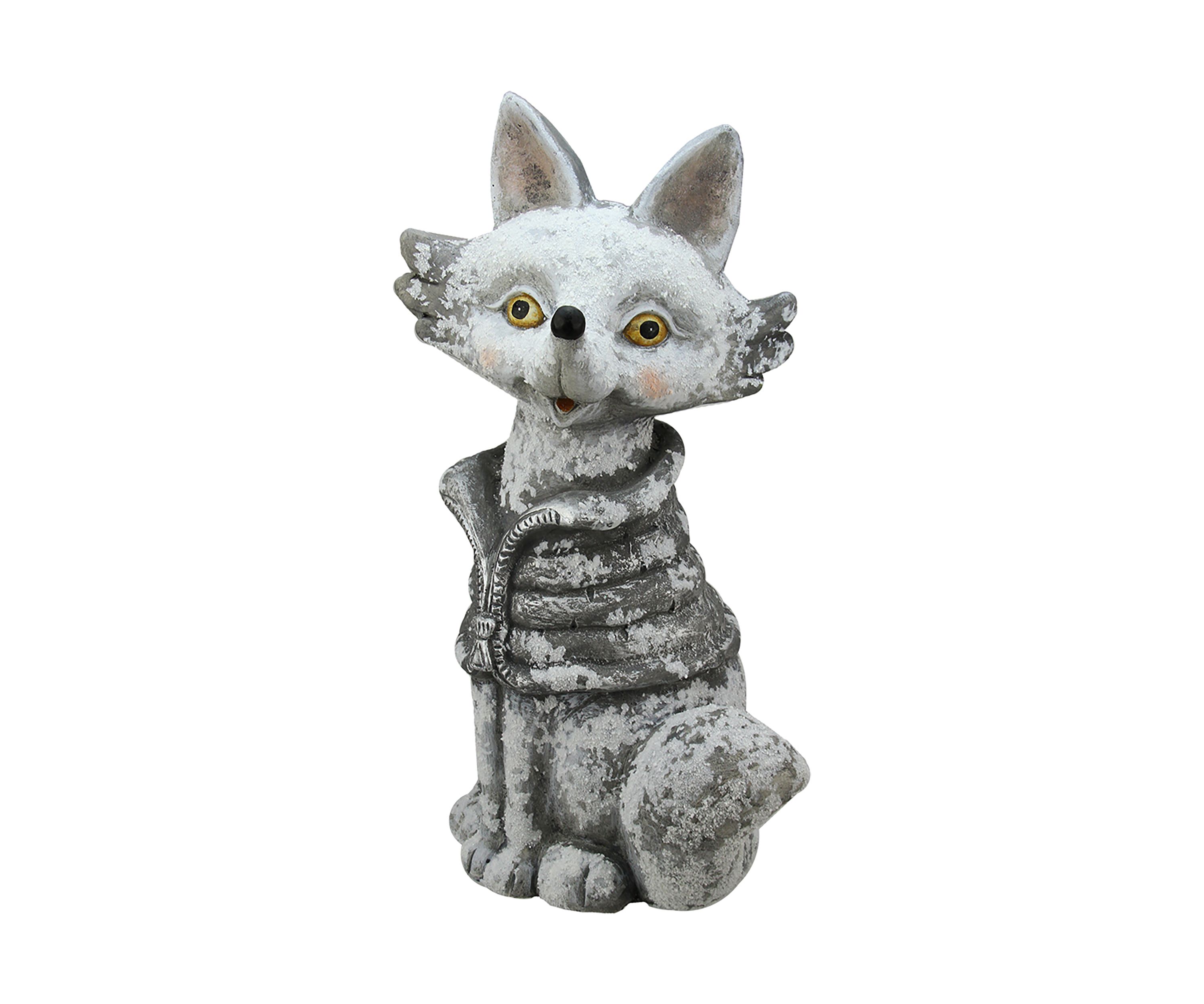 20.75Inch Silver Snow Dusted Fox Christmas Tabletop Decor