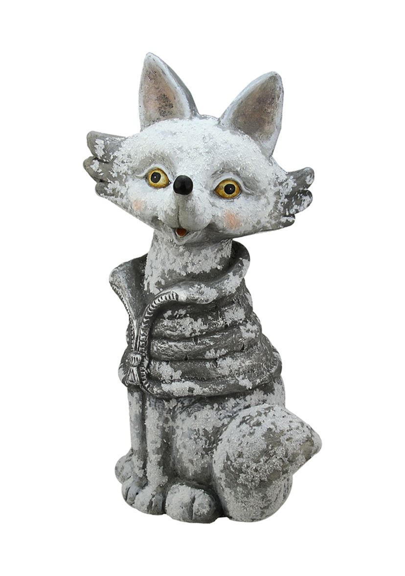 20.75Inch Silver Snow Dusted Fox Christmas Tabletop Decor